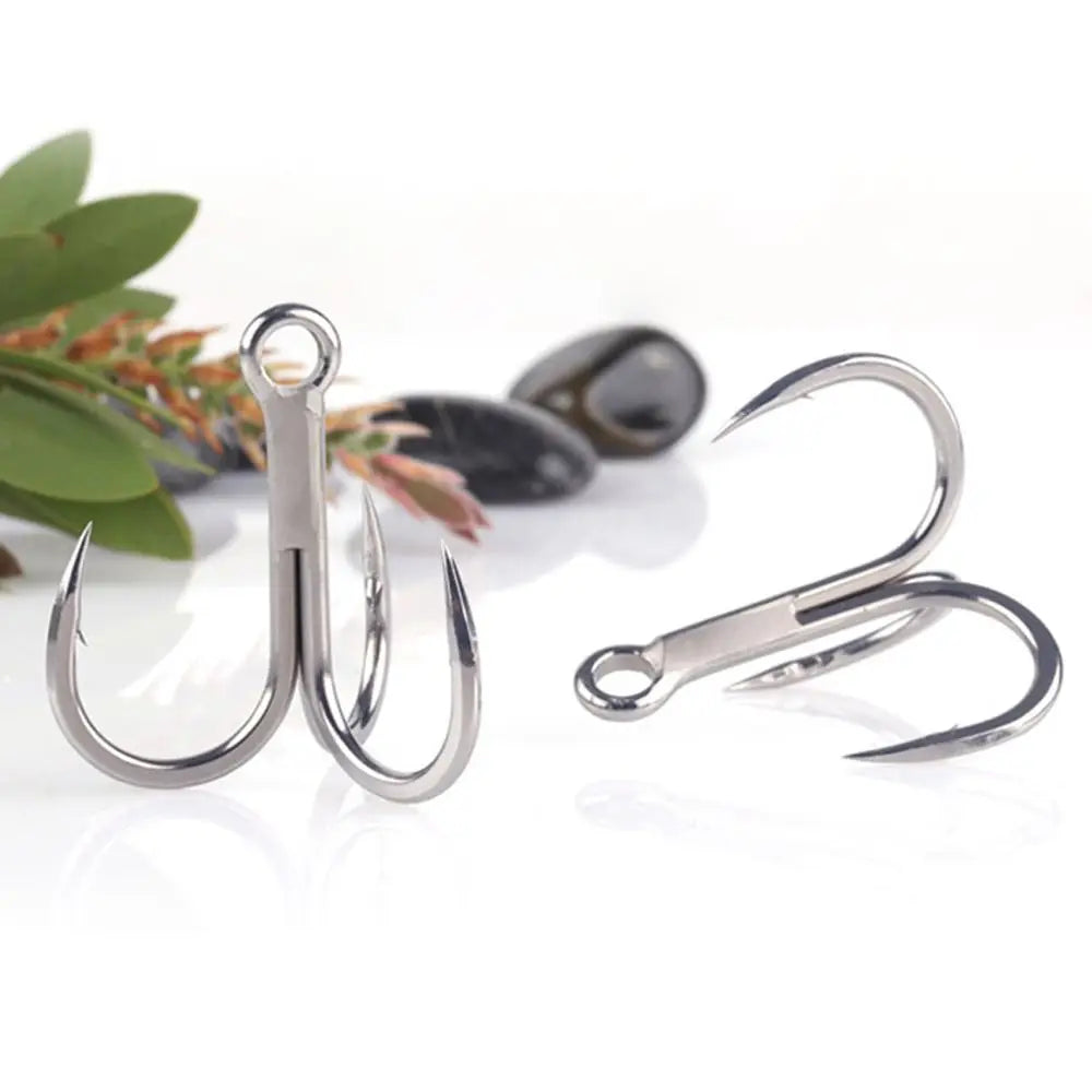5/6/7/8pcs Treble Fishing Hooks – 4X Strong Anti-Rust Super Sharp High Carbon Steel Matte Tin Fishhooks for Tackle Gear
