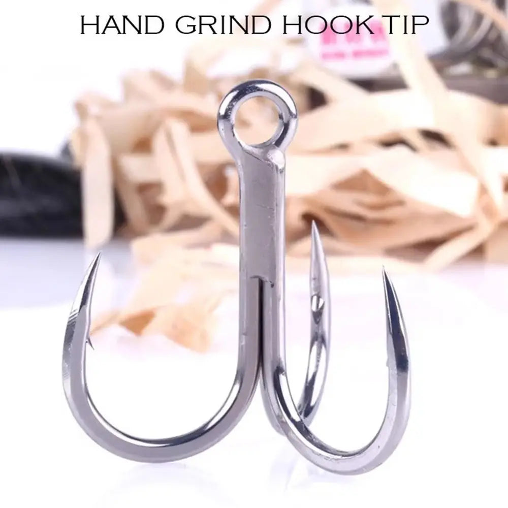 5/6/7/8pcs Treble Fishing Hooks – 4X Strong Anti-Rust Super Sharp High Carbon Steel Matte Tin Fishhooks for Tackle Gear