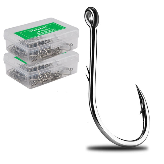 50pcs Barbed Fishing Hooks Set – High Carbon Steel Single Circle Hooks for Sea Fishing, Carp, Worm Bait, and Fly Fishing Accessories