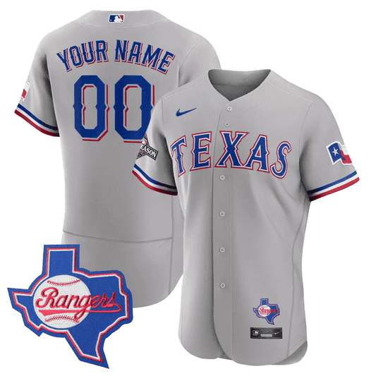 Texas Rangers Texas State Patch Custom Jersey - All Stitched