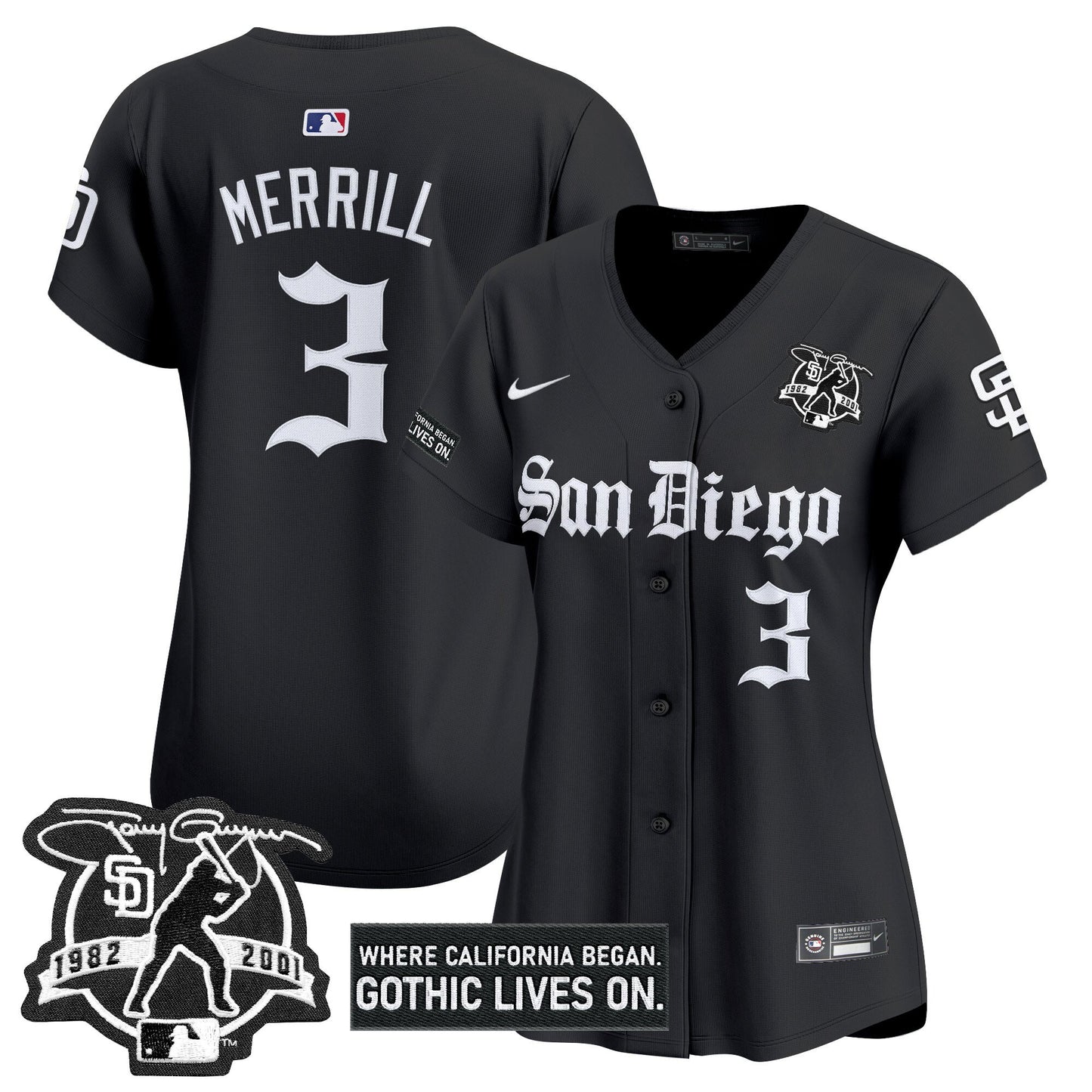 Women's San Diego Padres 'Gothic Edition' Vapor Premier Limited Jersey - All Stitched
