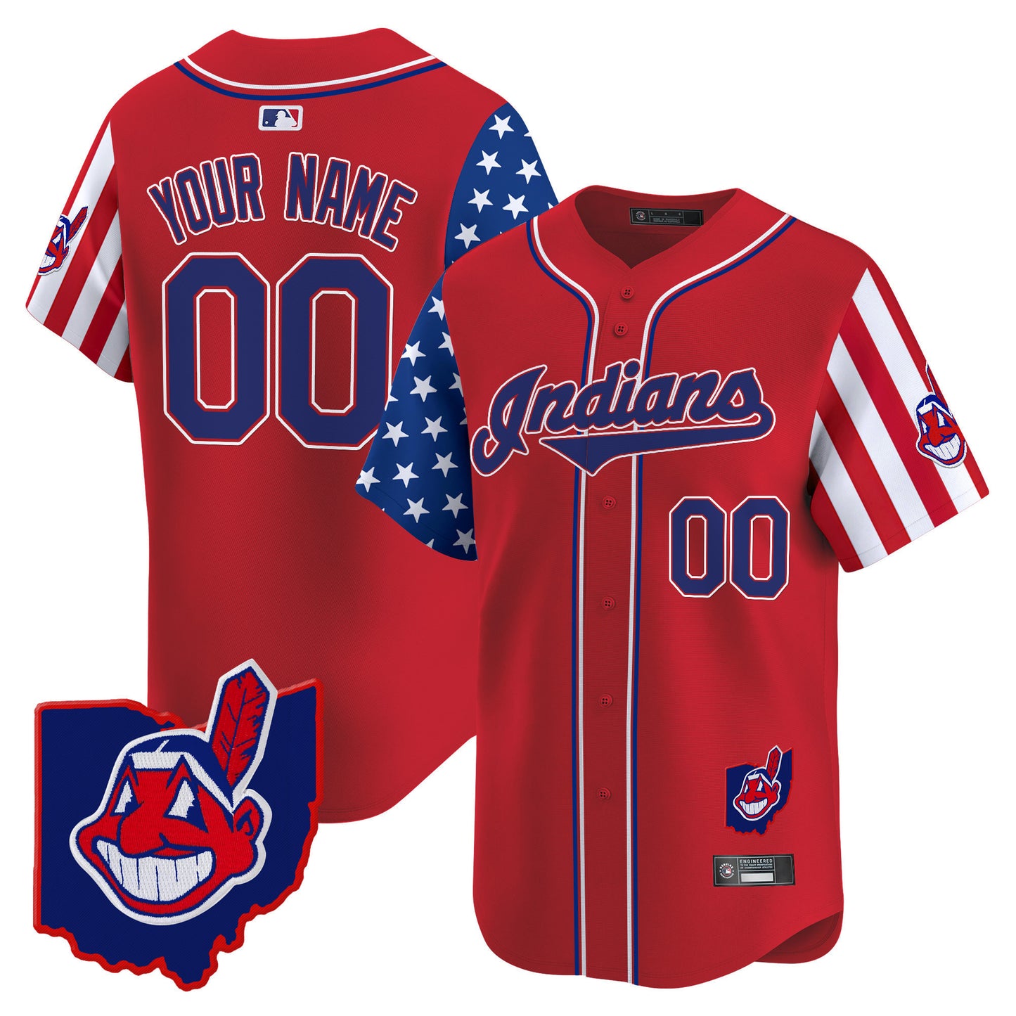 Cleveland Indians 2025 Independence Day Vapor Premier Limited Custom Jersey - All Stitched