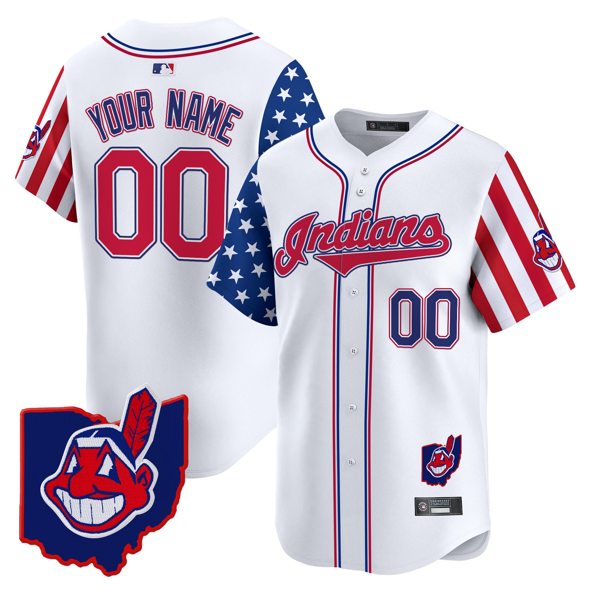 Cleveland Indians 2025 Independence Day Vapor Premier Limited Custom Jersey - All Stitched