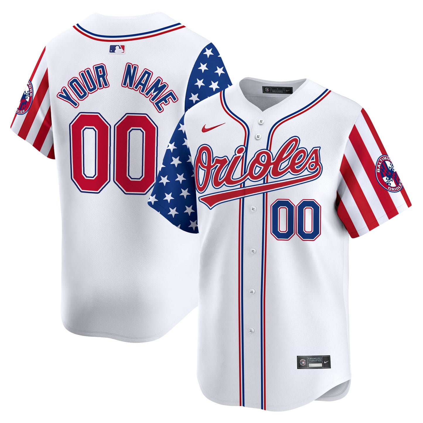 Baltimore Orioles 2025 Independence Day Vapor Premier Limited Custom Jersey - All Stitched