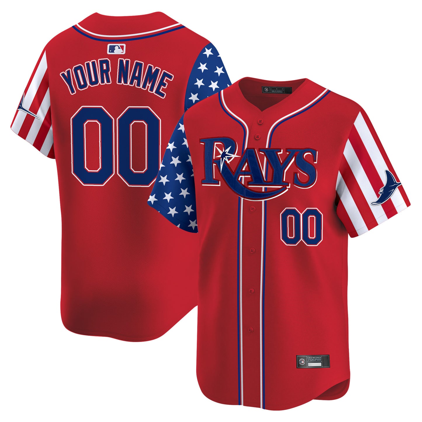 Tampa Bay Rays 2025 Independence Day Vapor Premier Limited Custom Jersey - All Stitched