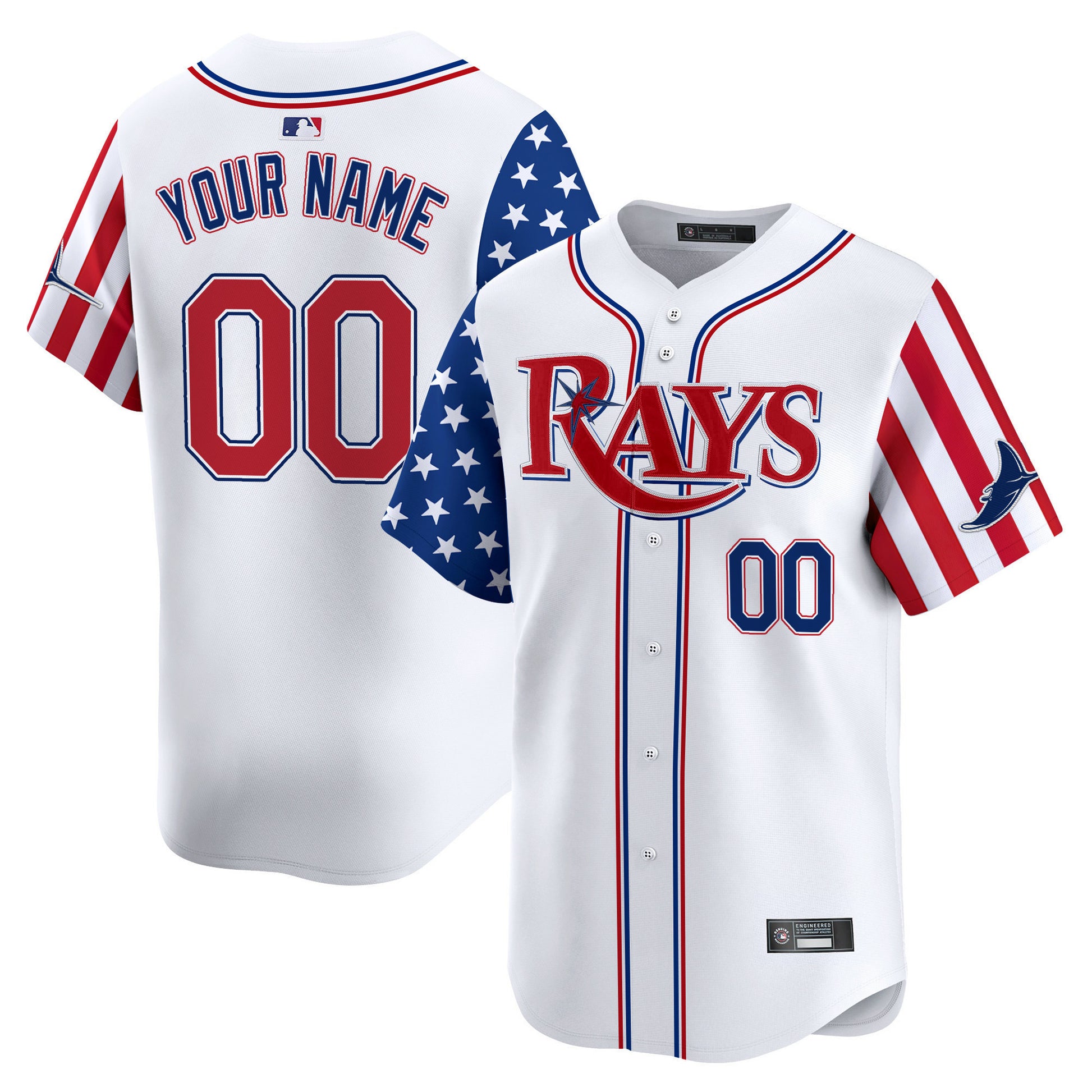 Tampa Bay Rays 2025 Independence Day Vapor Premier Limited Custom Jersey - All Stitched