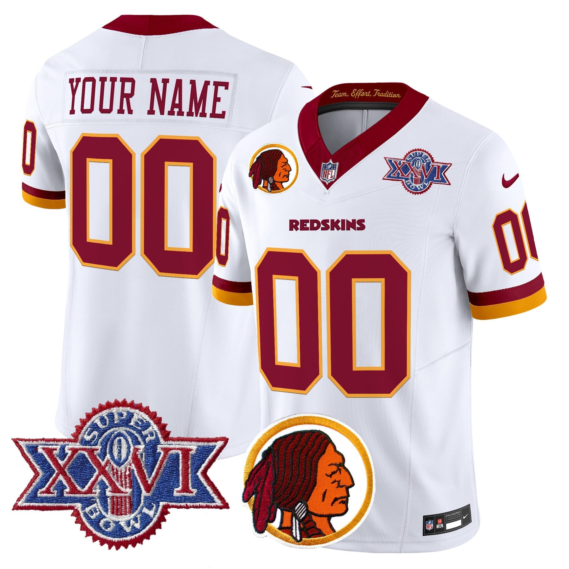 Washington Redskins Throwback 1992 Super Bowl XXVI Patch Vapor Limited Custom Jersey V2 - All Stitched