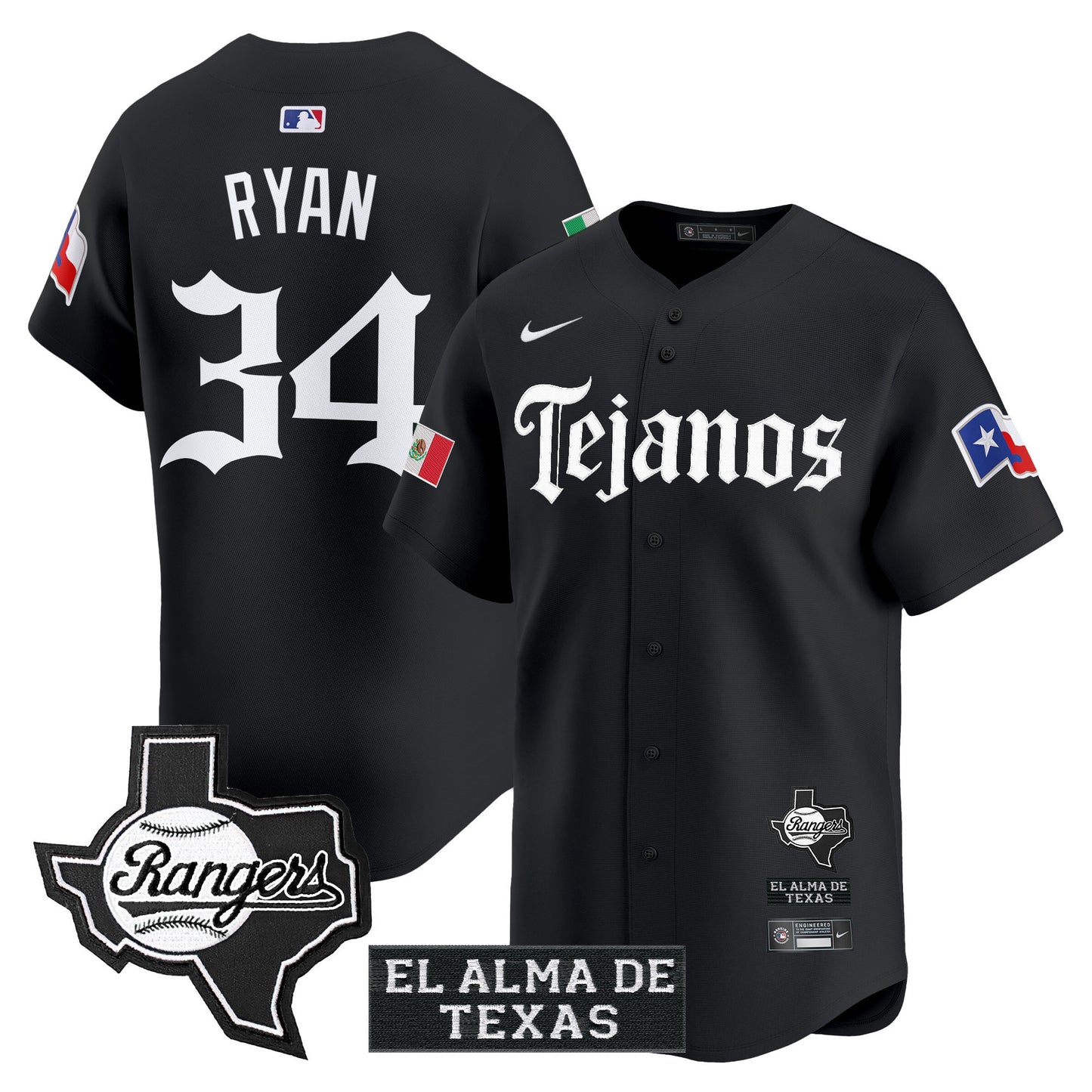 Texas Rangers Mexico Tejano Barrio Style Vapor Premier Limited Jersey - All Stitched