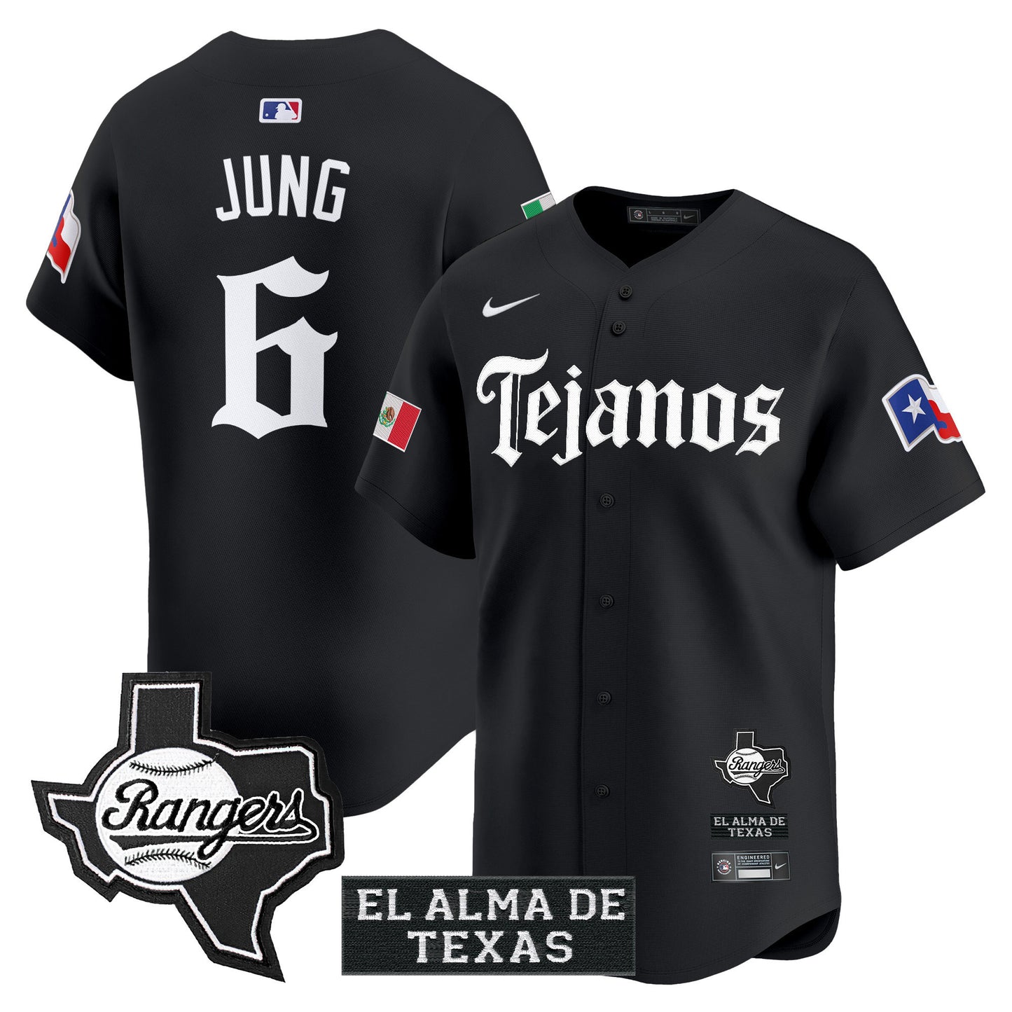Texas Rangers Mexico Tejano Barrio Style Vapor Premier Limited Jersey - All Stitched