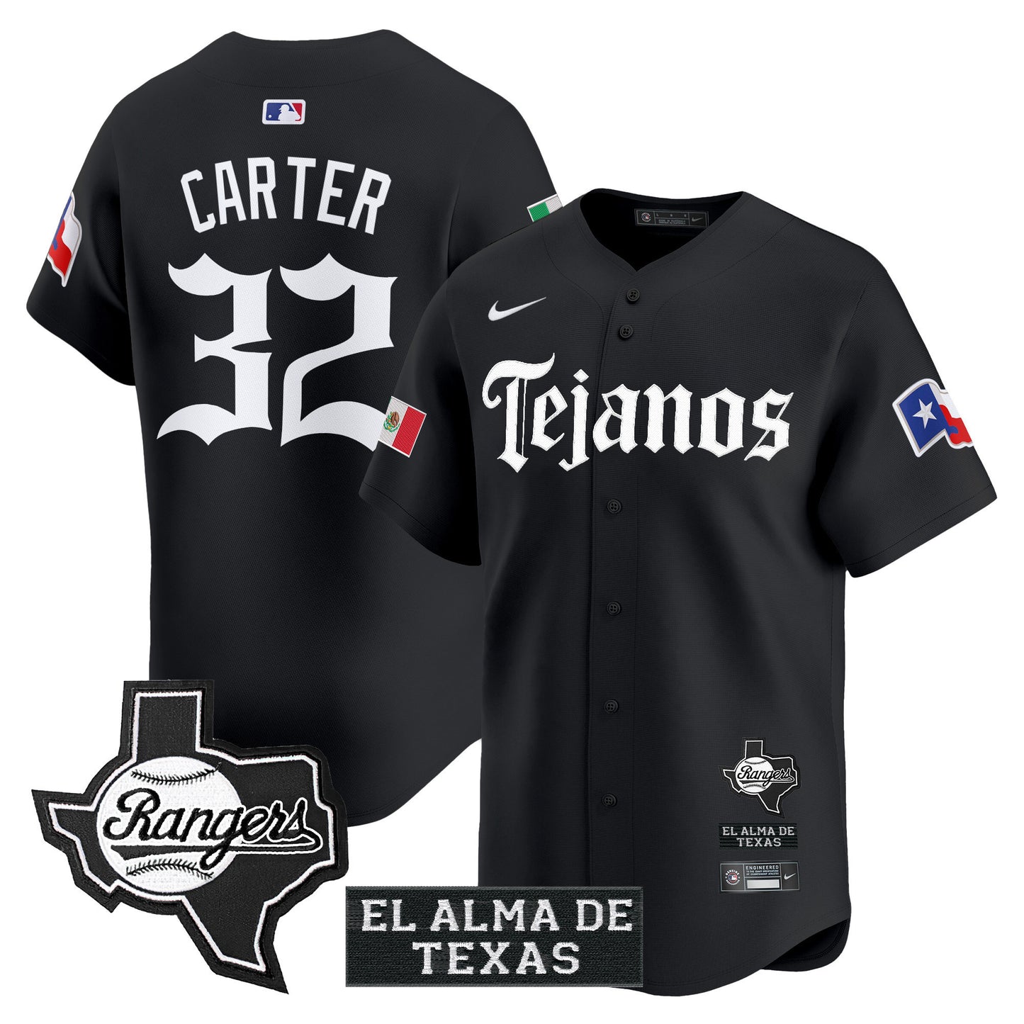 Texas Rangers Mexico Tejano Barrio Style Vapor Premier Limited Jersey - All Stitched