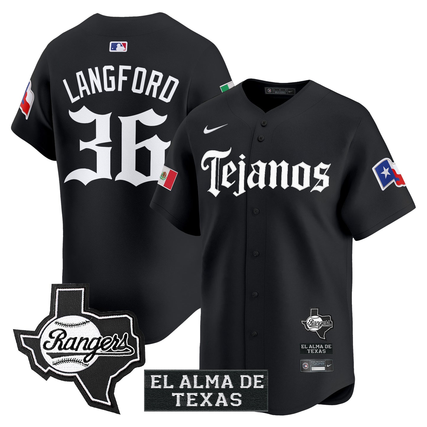 Texas Rangers Mexico Tejano Barrio Style Vapor Premier Limited Jersey - All Stitched