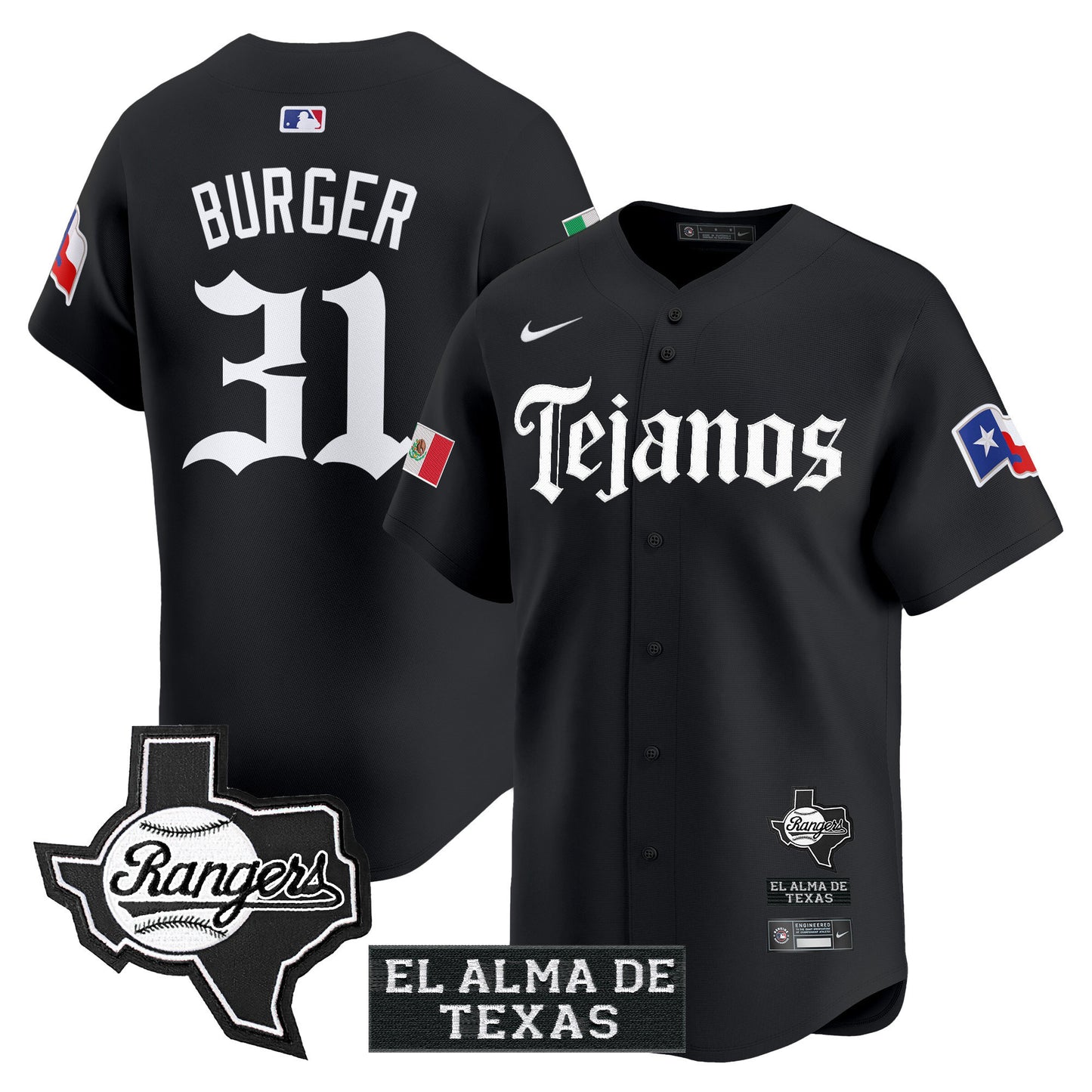 Texas Rangers Mexico Tejano Barrio Style Vapor Premier Limited Jersey - All Stitched
