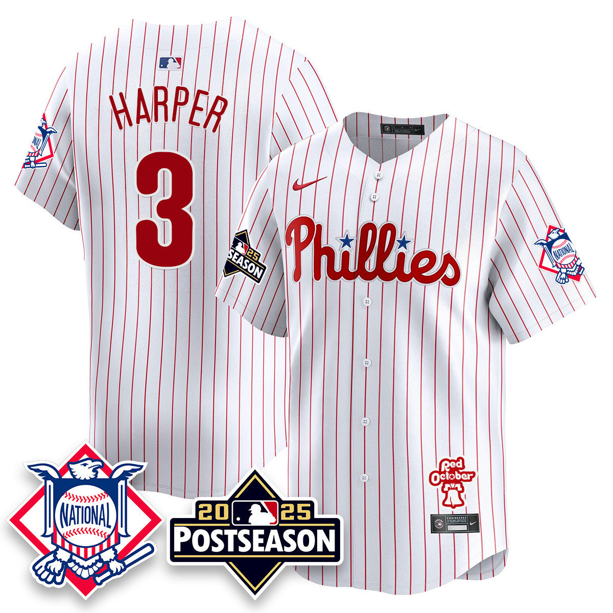 Youth's Philadelphia Phillies 2025 Postseason Jersey - All Stitched