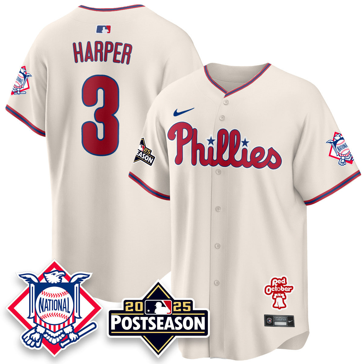 Youth's Philadelphia Phillies 2025 Postseason Jersey - All Stitched