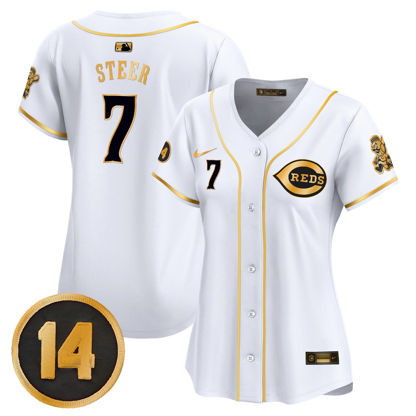 Women's Cincinnati Reds Pete Rose Patch Vapor Premier Limited Jersey - All Stitched