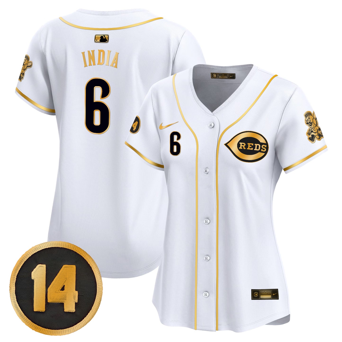 Women's Cincinnati Reds Pete Rose Patch Vapor Premier Limited Jersey - All Stitched