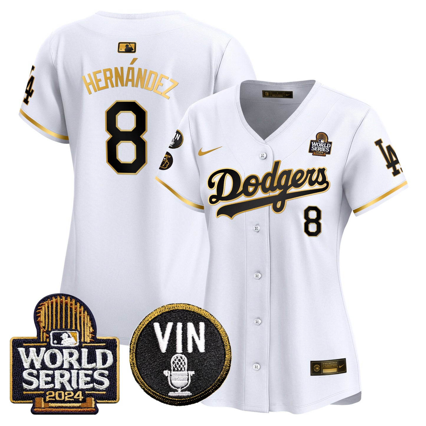 Women's Dodgers 2024 World Series Gold Trim Vapor Premier Limited Jersey V2 - All Stitched