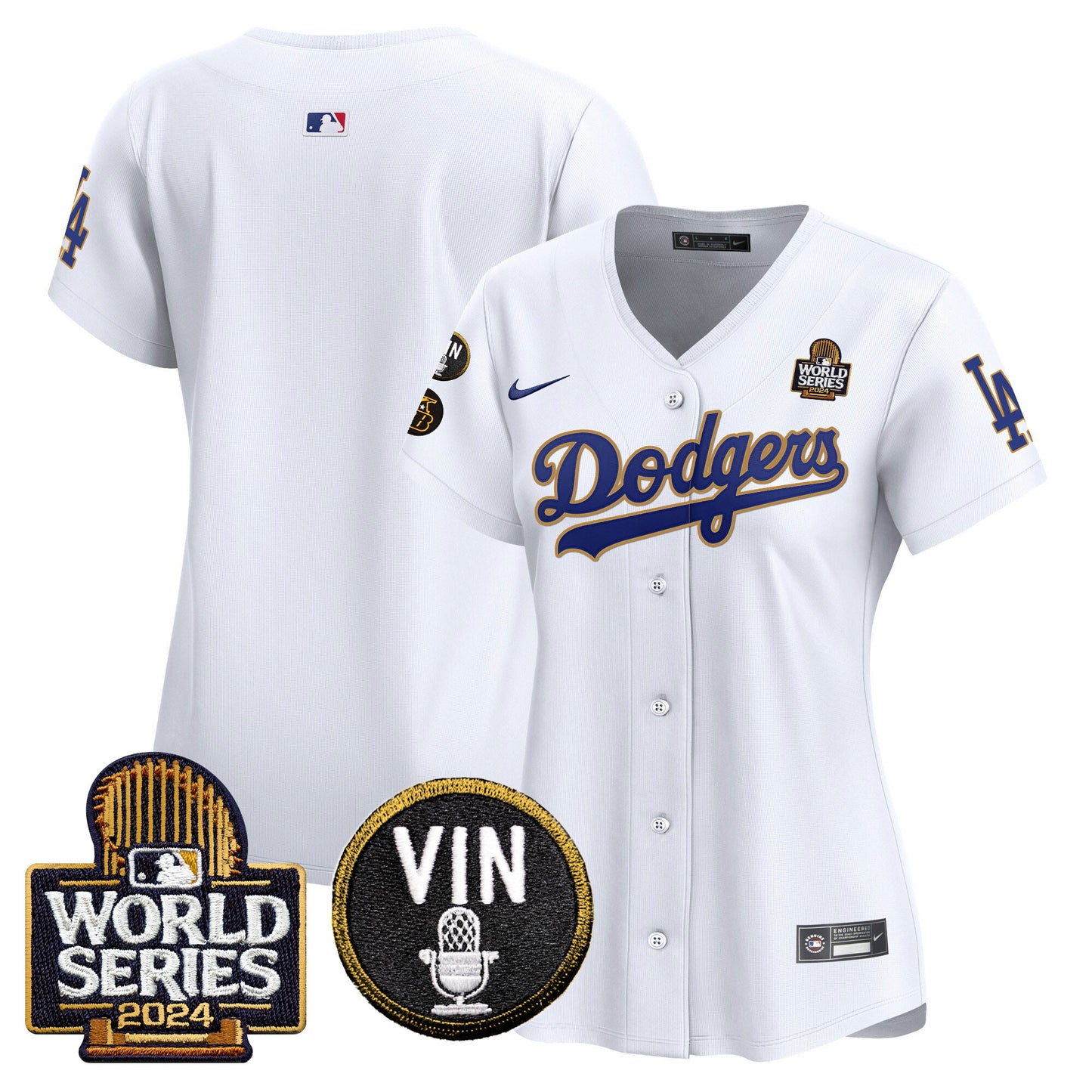 Women's Dodgers 2024 World Series Gold Trim Vapor Premier Limited Jersey V2 - All Stitched