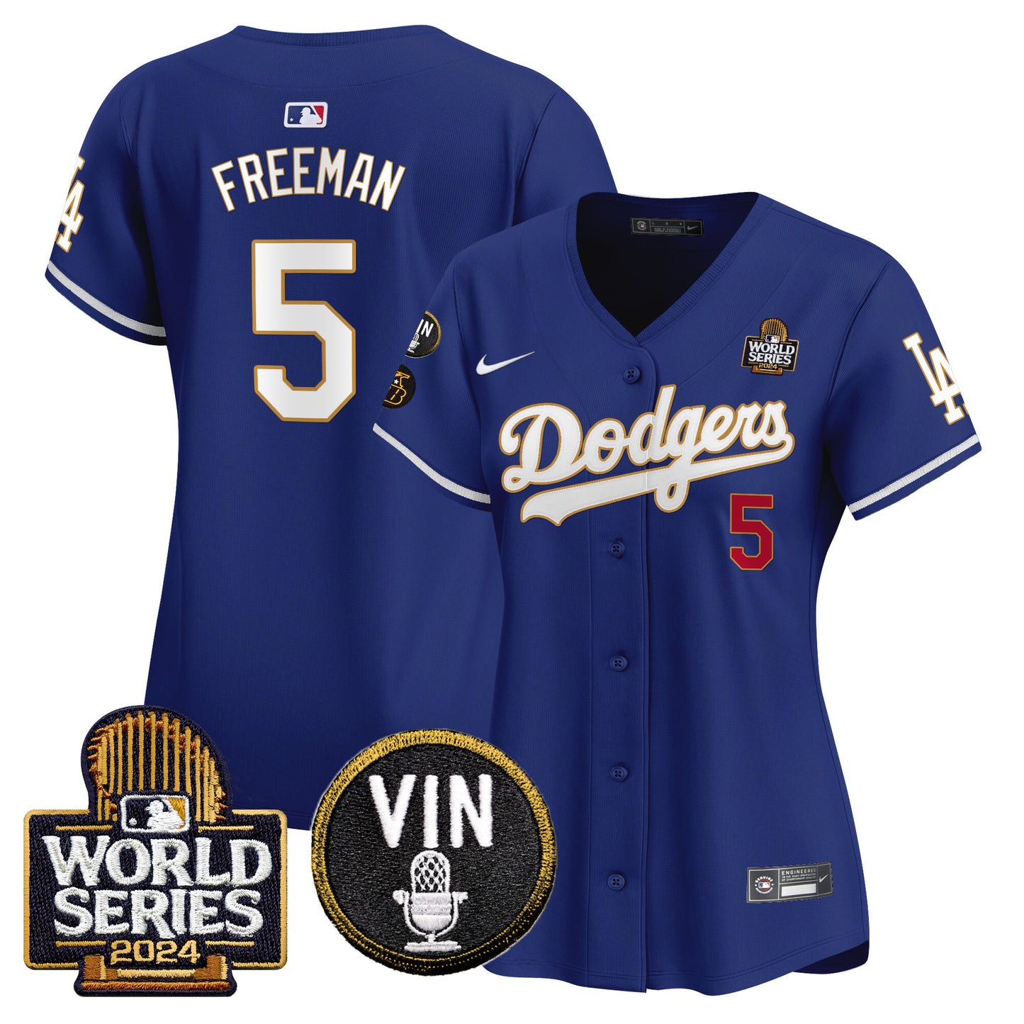 Women's Dodgers 2024 World Series Gold Trim Vapor Premier Limited Jersey V2 - All Stitched