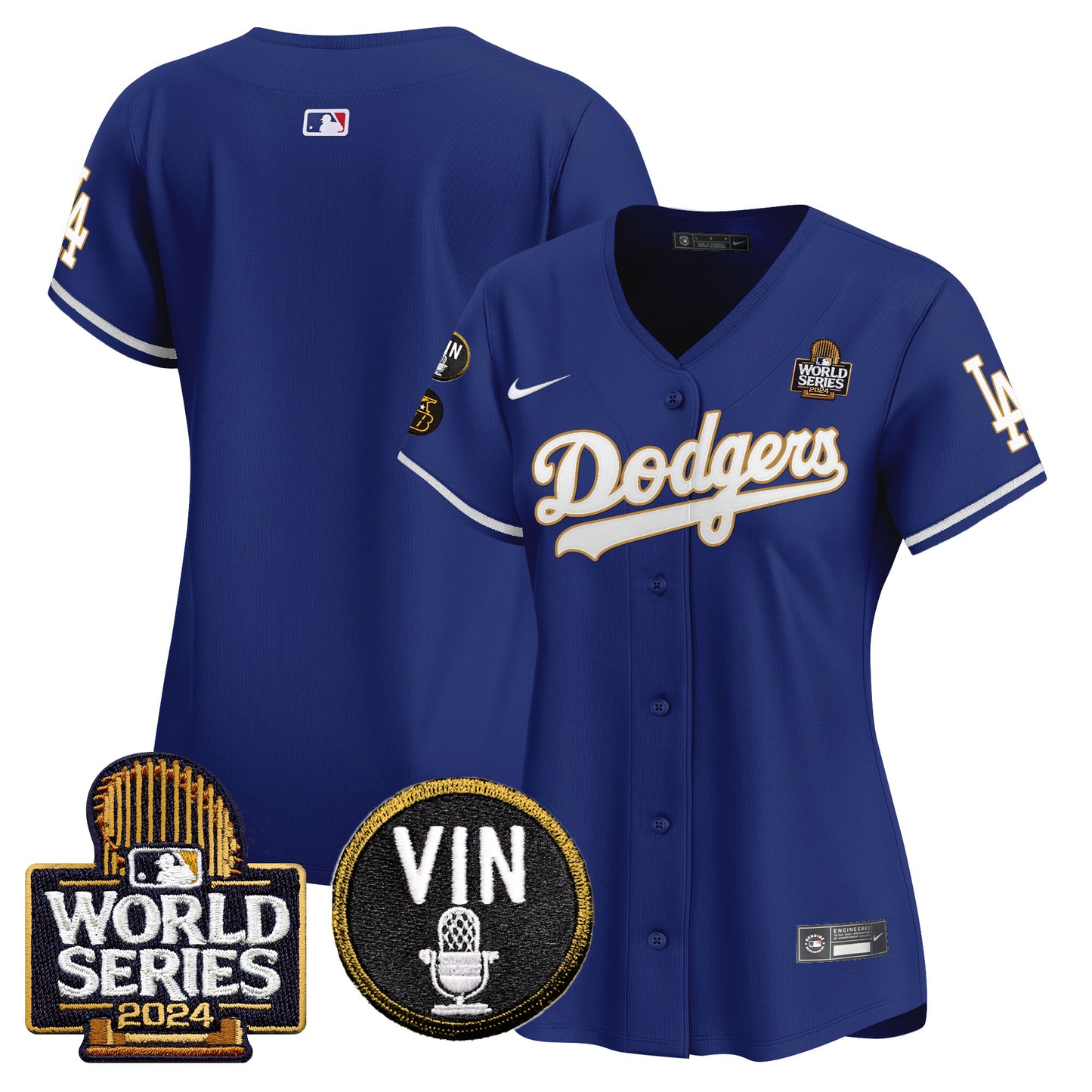 Women's Dodgers 2024 World Series Gold Trim Vapor Premier Limited Jersey V2 - All Stitched