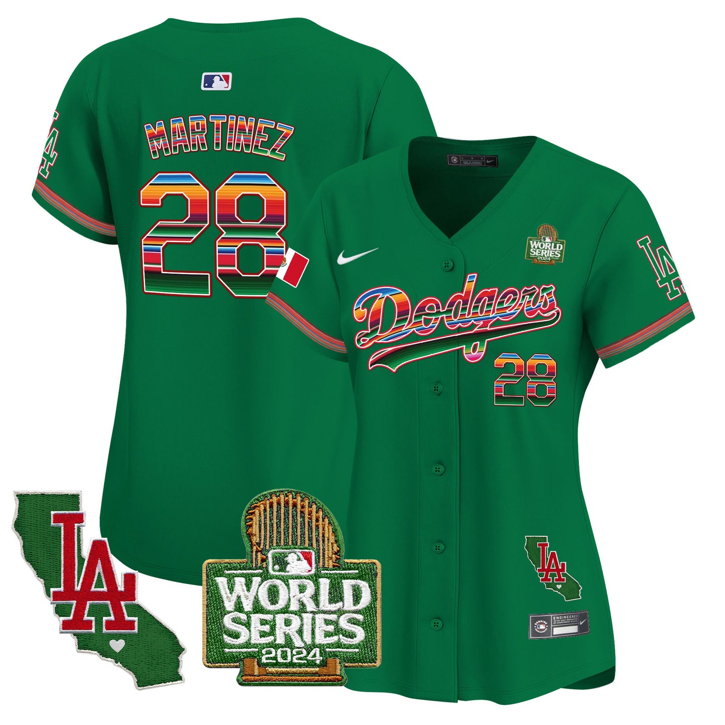 Women's Dodgers Mexico 2024 World Series Vapor Premier Limited Jersey V2 - All Stitched