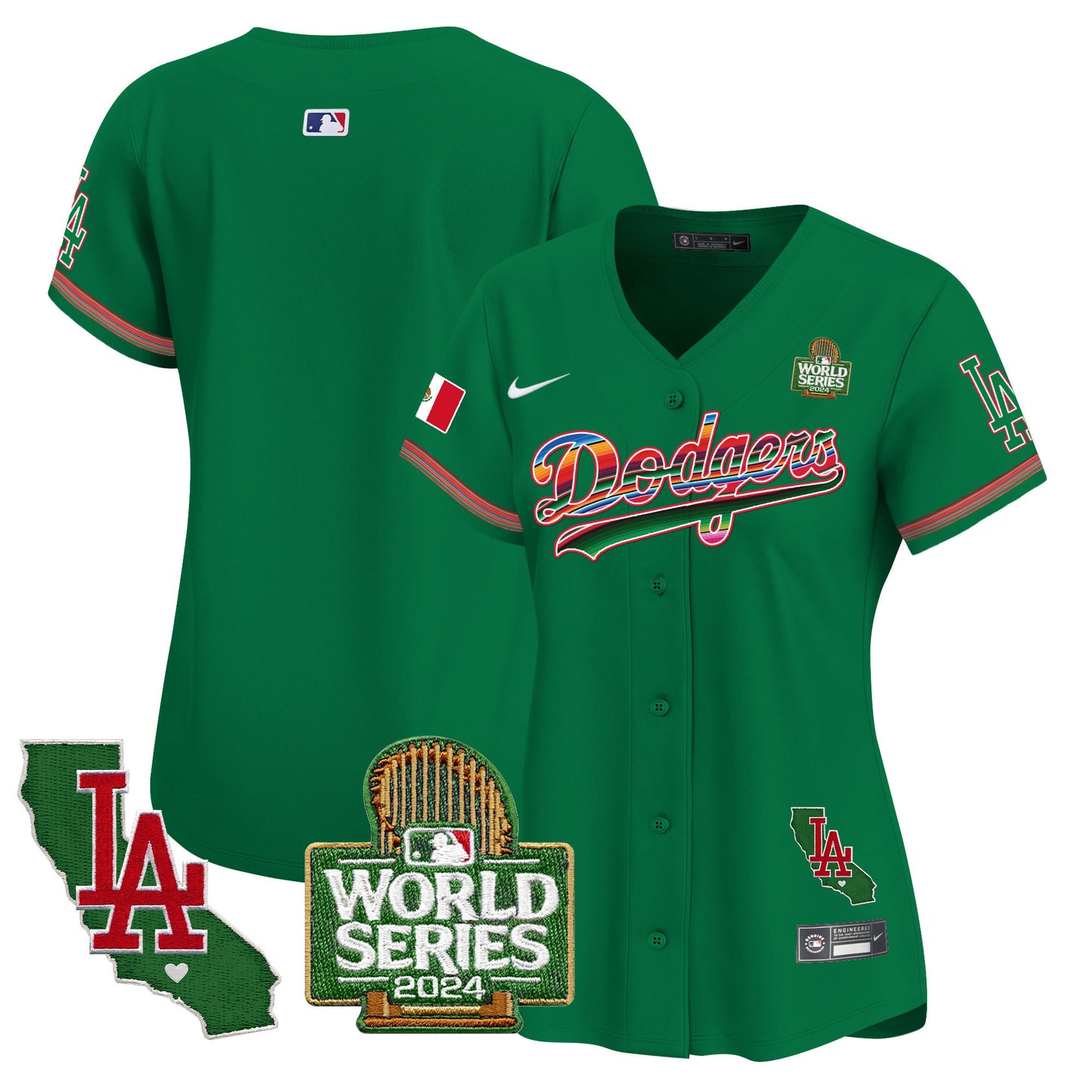Women's Dodgers Mexico 2024 World Series Vapor Premier Limited Jersey V2 - All Stitched