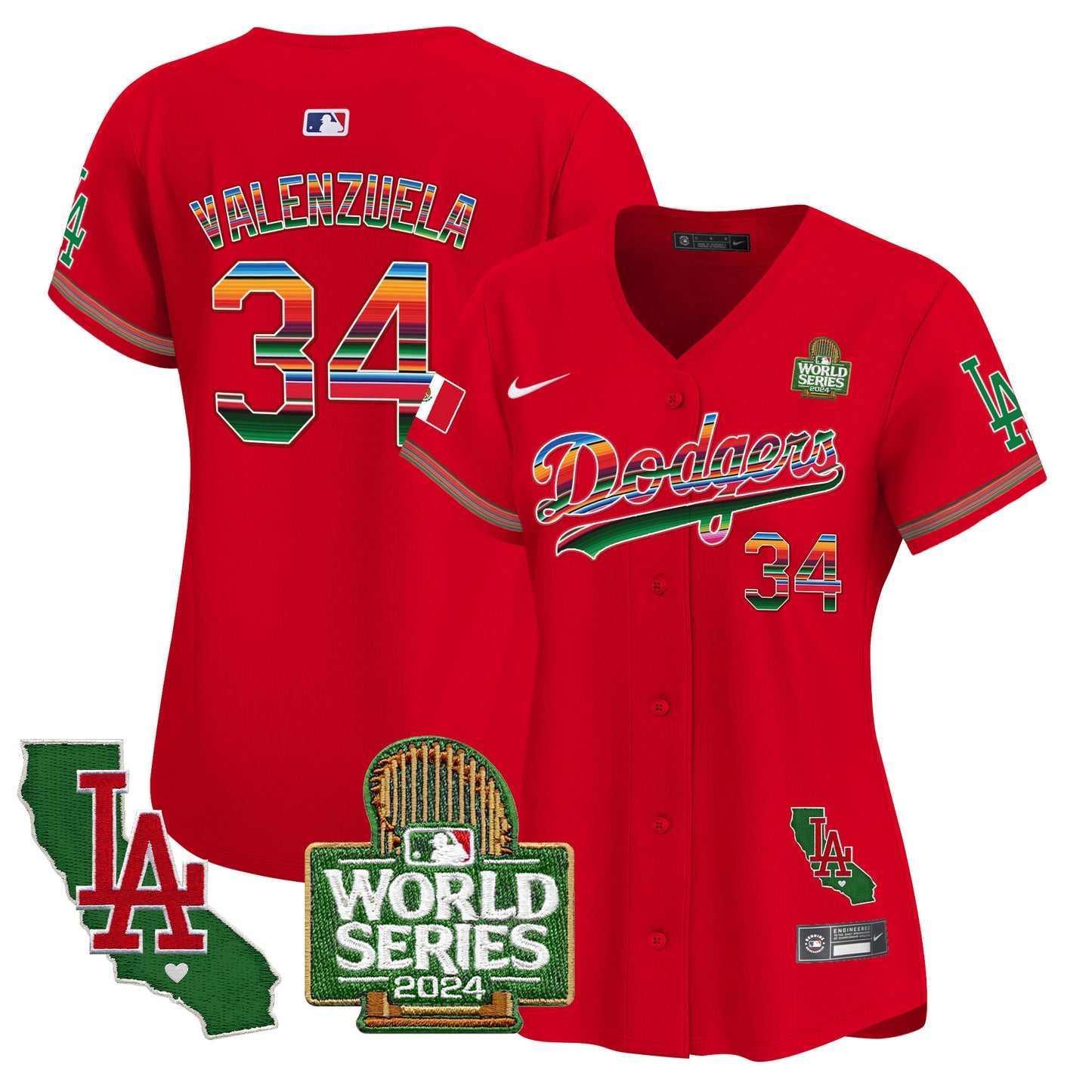 Women's Dodgers Mexico 2024 World Series Vapor Premier Limited Jersey V2 - All Stitched