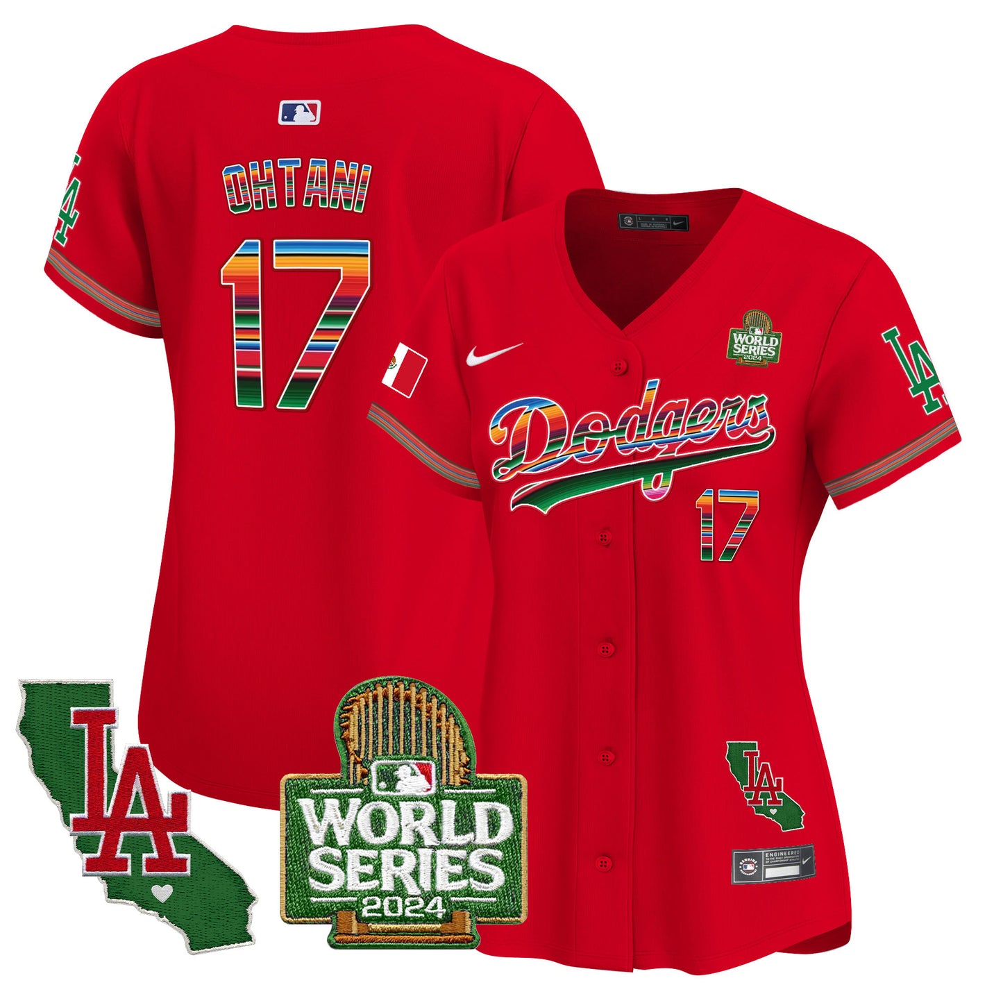 Women's Dodgers Mexico 2024 World Series Vapor Premier Limited Jersey V2 - All Stitched