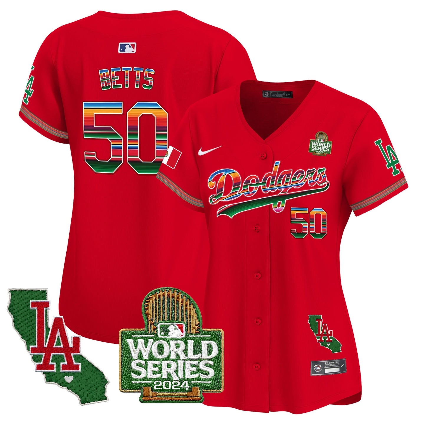 Women's Dodgers Mexico 2024 World Series Vapor Premier Limited Jersey V2 - All Stitched