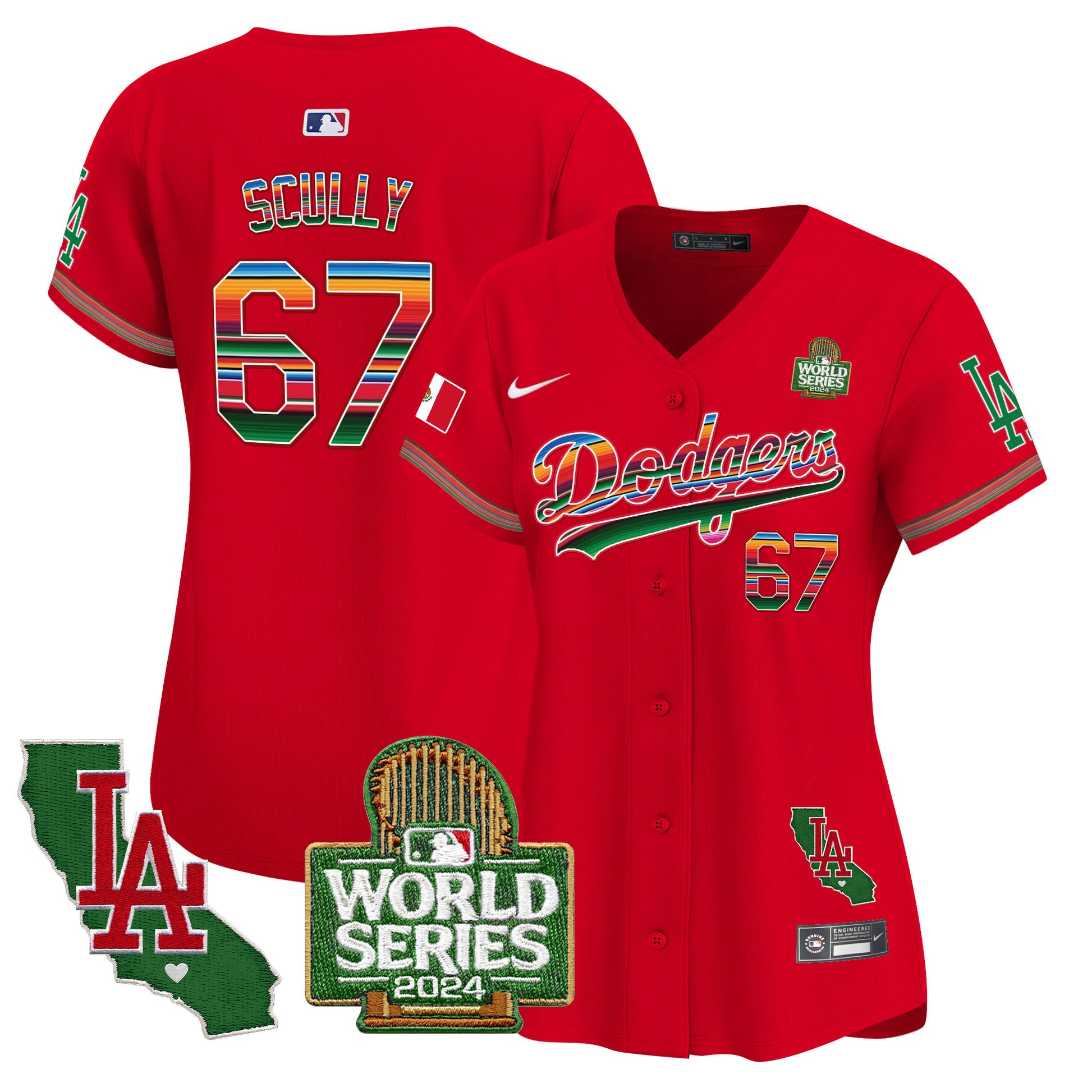 Women's Dodgers Mexico 2024 World Series Vapor Premier Limited Jersey V2 - All Stitched