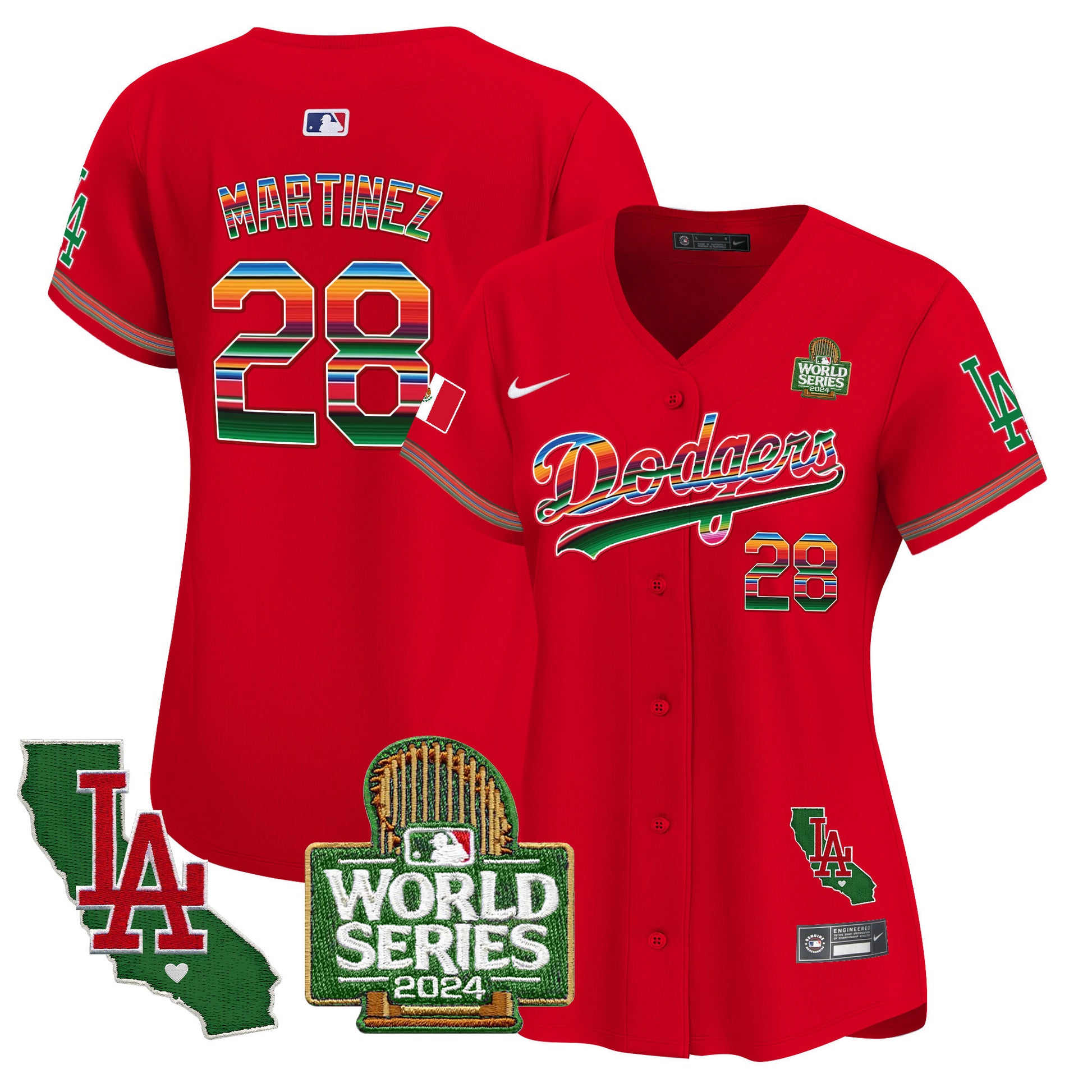 Women's Dodgers Mexico 2024 World Series Vapor Premier Limited Jersey V2 - All Stitched