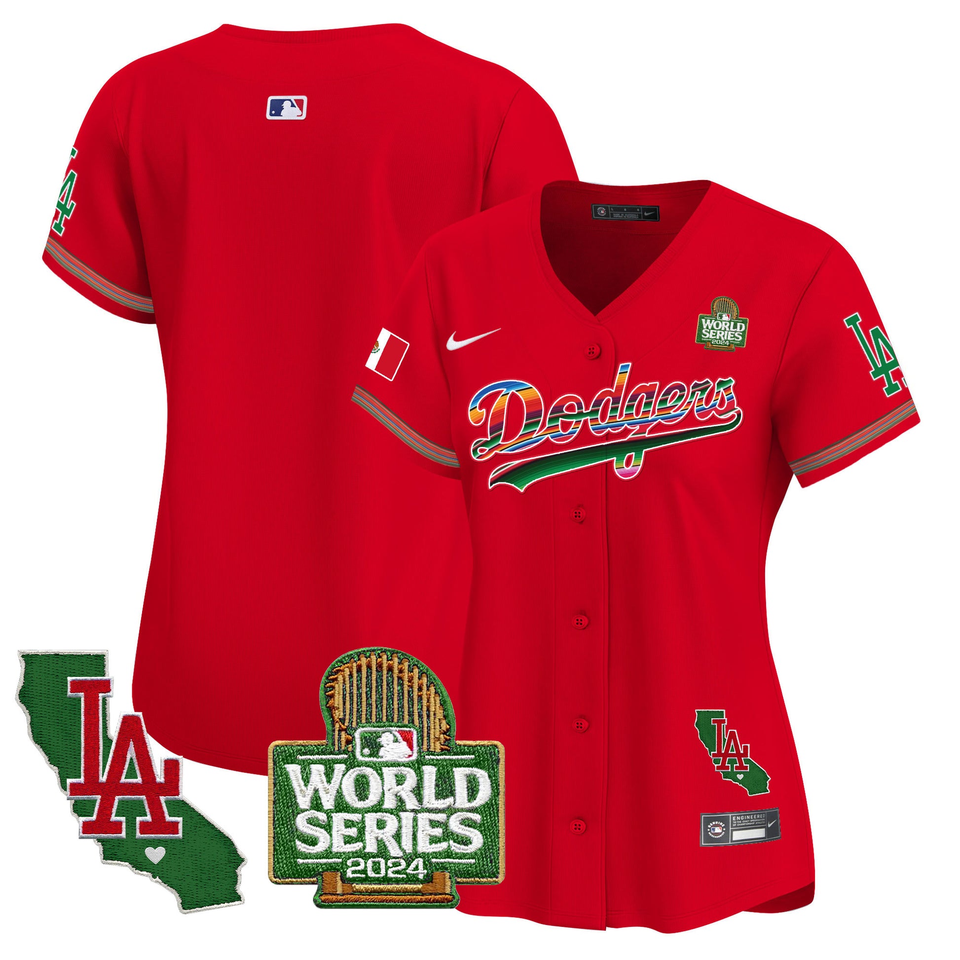 Women's Dodgers Mexico 2024 World Series Vapor Premier Limited Jersey V2 - All Stitched