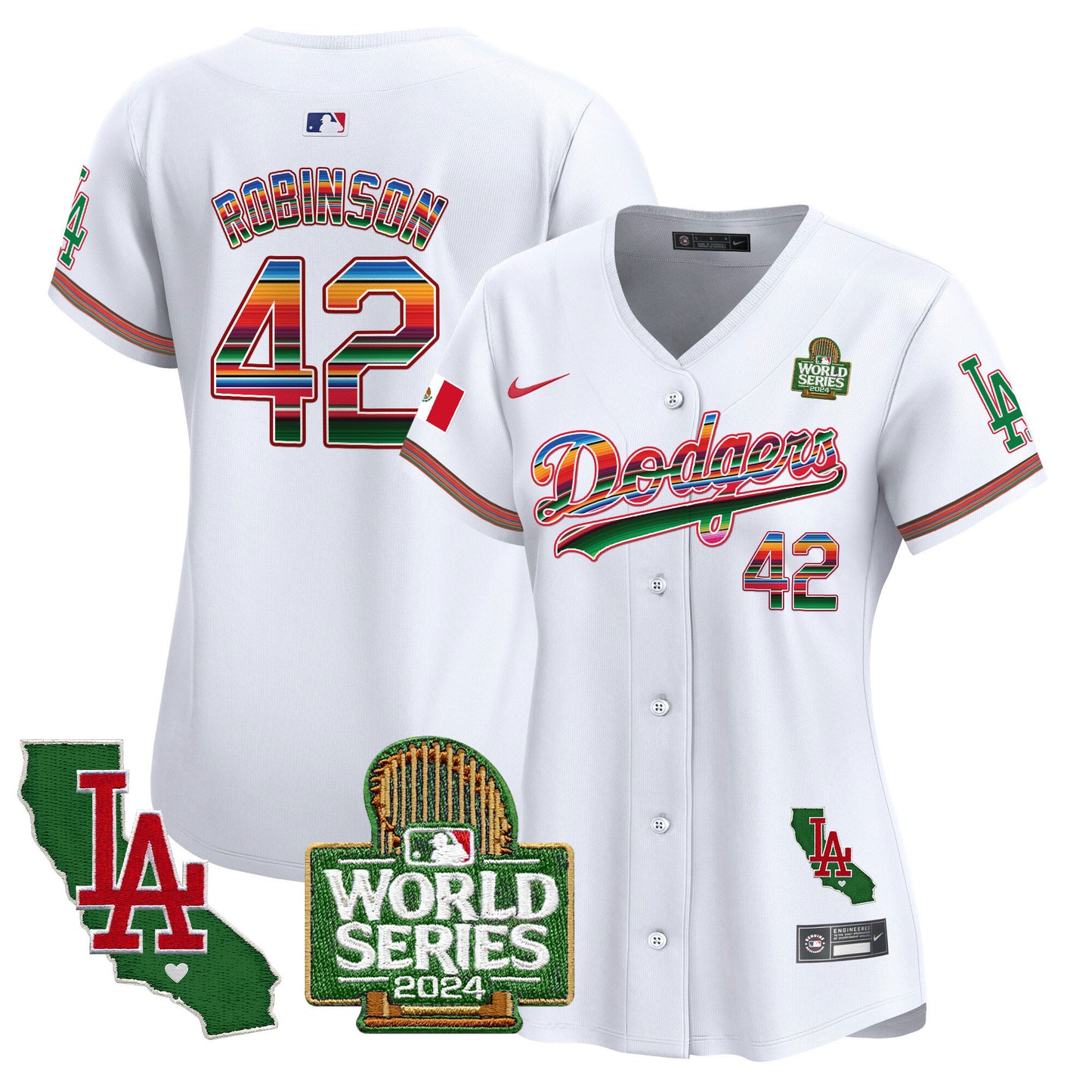 Women's Dodgers Mexico 2024 World Series Vapor Premier Limited Jersey V2 - All Stitched