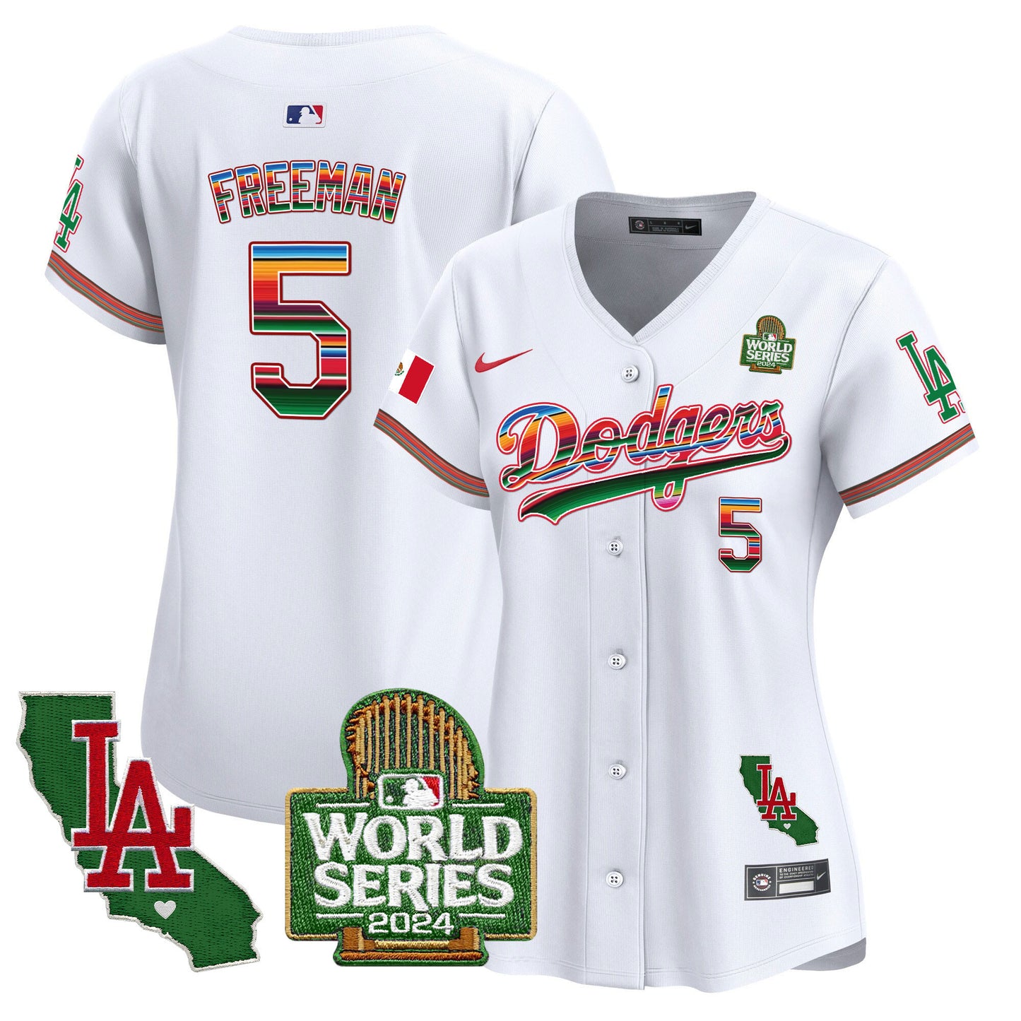 Women's Dodgers Mexico 2024 World Series Vapor Premier Limited Jersey V2 - All Stitched