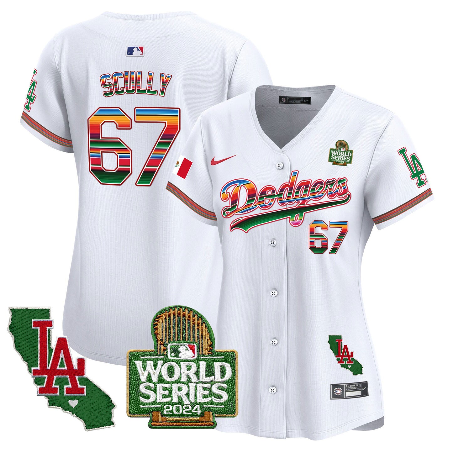 Women's Dodgers Mexico 2024 World Series Vapor Premier Limited Jersey V2 - All Stitched