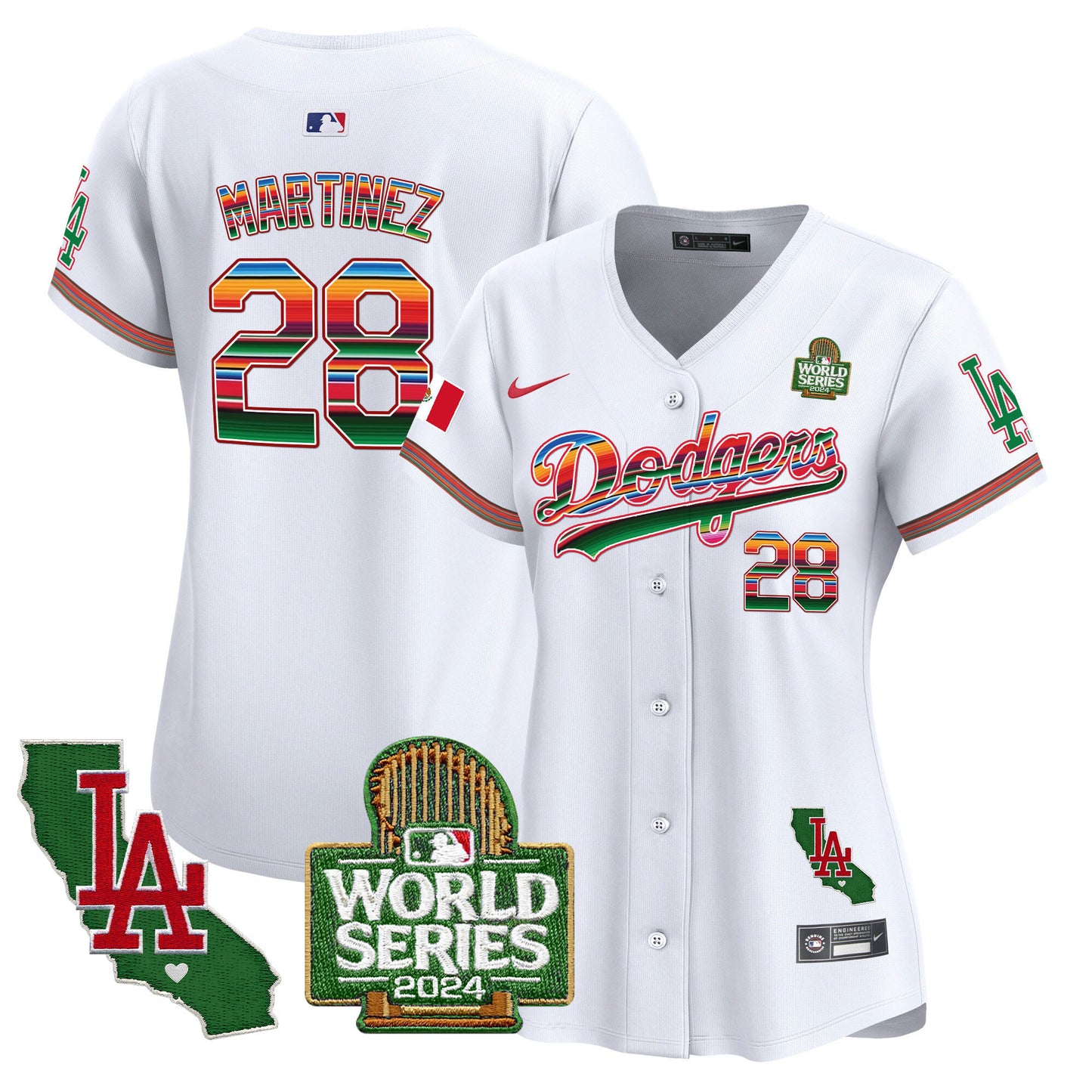 Women's Dodgers Mexico 2024 World Series Vapor Premier Limited Jersey V2 - All Stitched