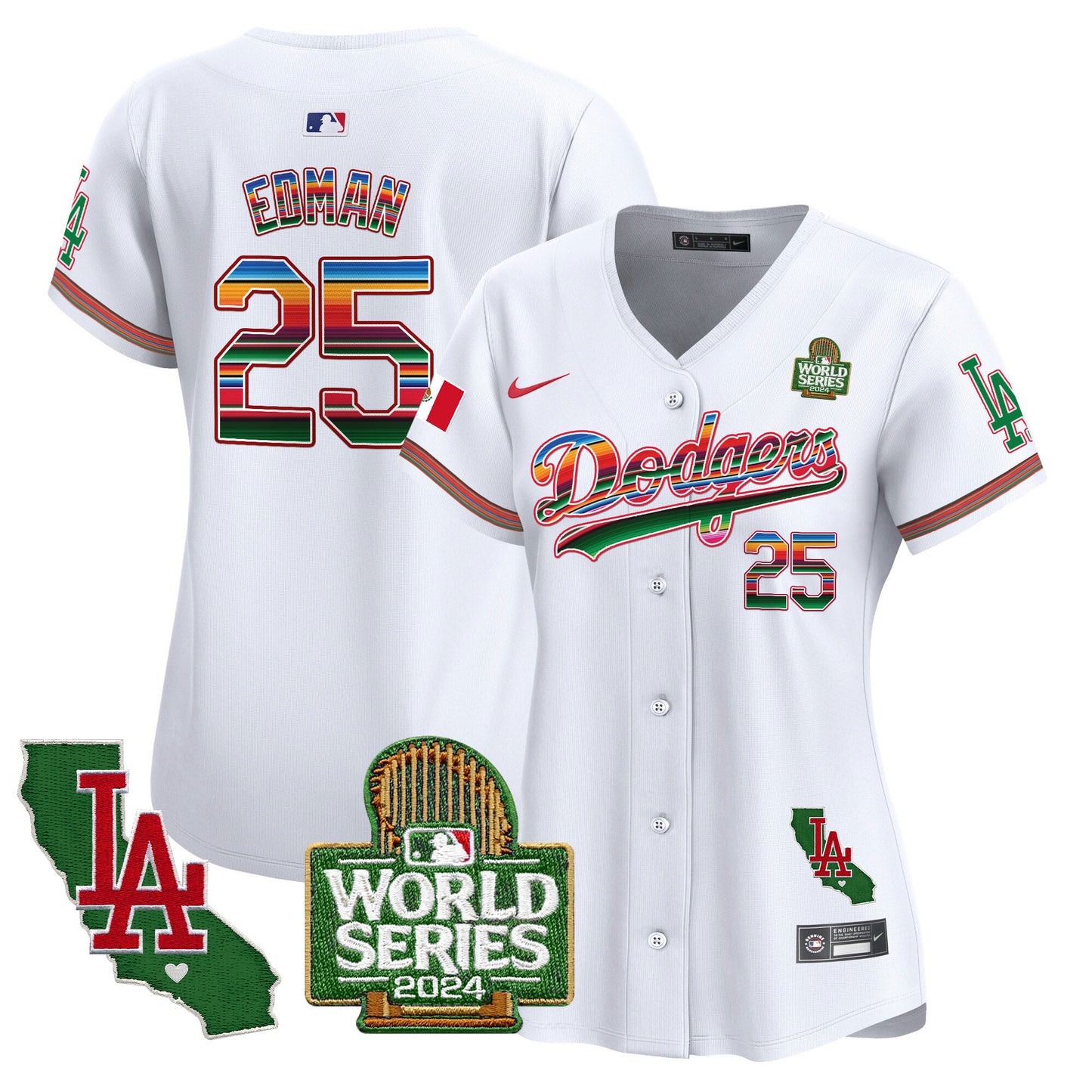 Women's Dodgers Mexico 2024 World Series Vapor Premier Limited Jersey V2 - All Stitched