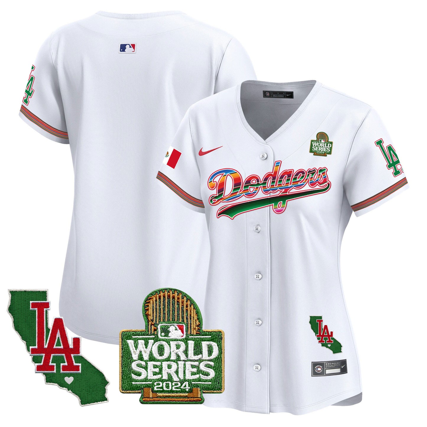 Women's Dodgers Mexico 2024 World Series Vapor Premier Limited Jersey V2 - All Stitched