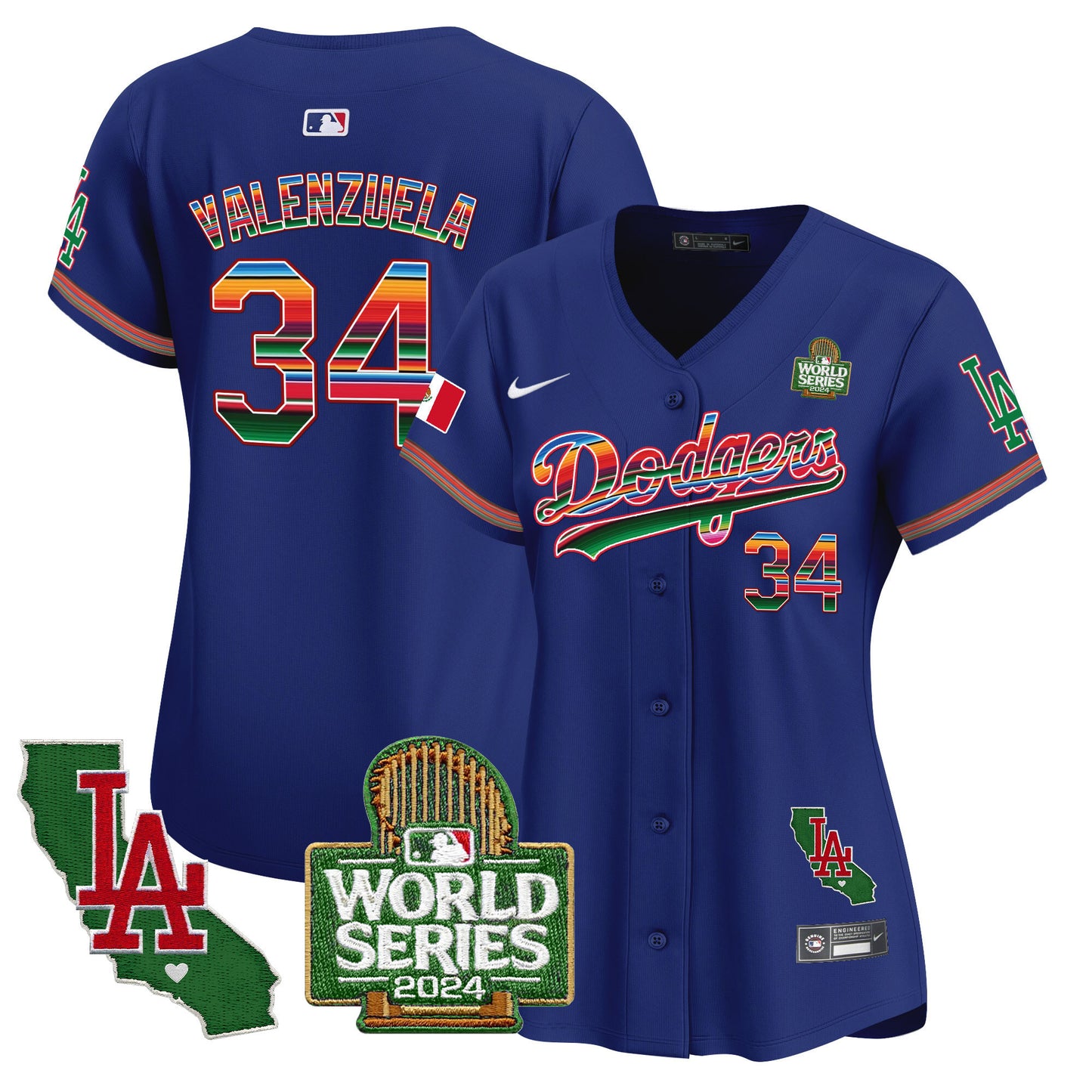 Women's Dodgers Mexico 2024 World Series Vapor Premier Limited Jersey V2 - All Stitched