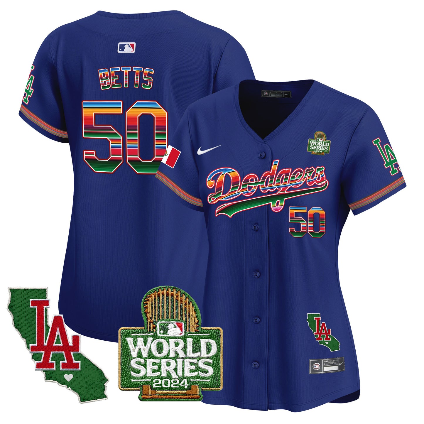 Women's Dodgers Mexico 2024 World Series Vapor Premier Limited Jersey V2 - All Stitched