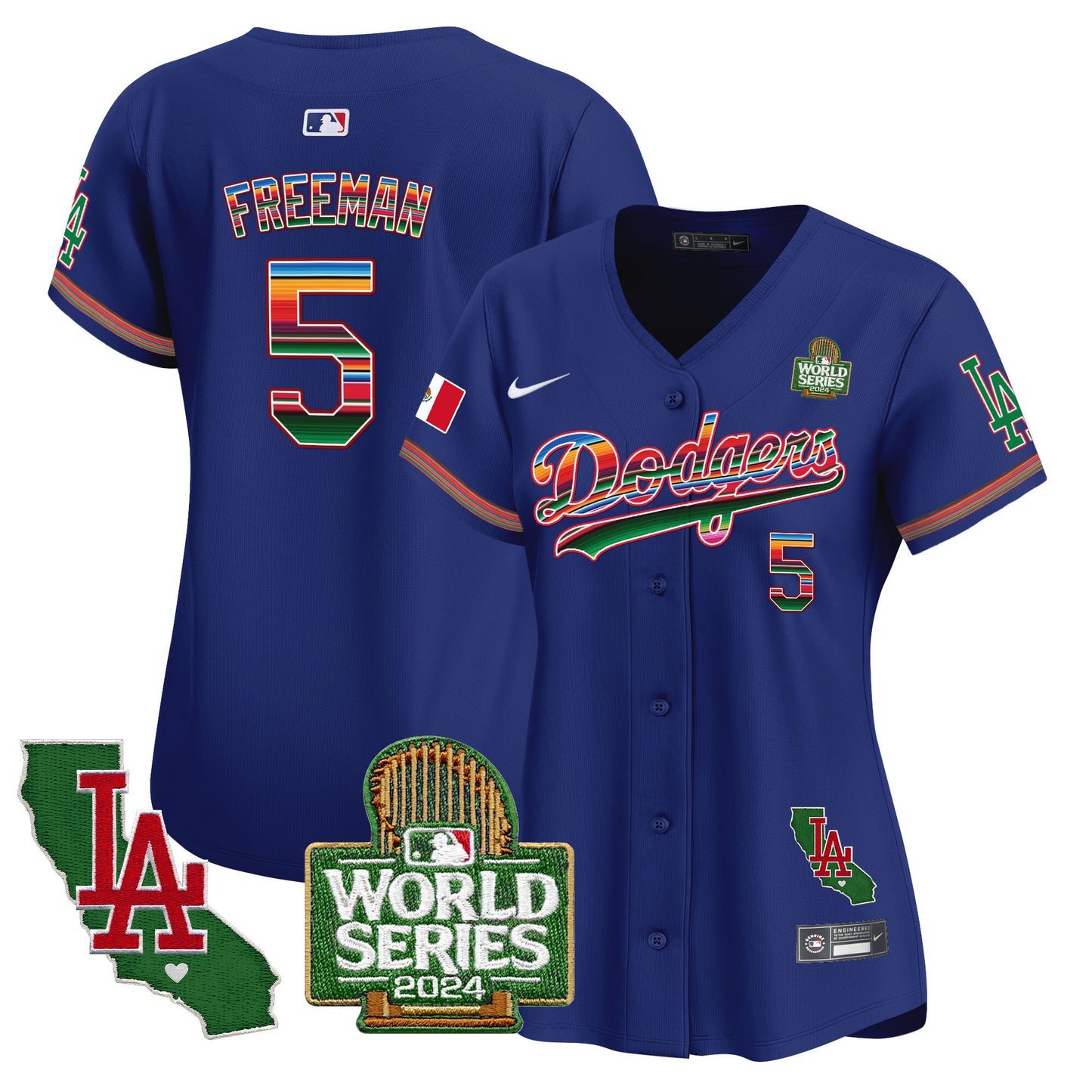 Women's Dodgers Mexico 2024 World Series Vapor Premier Limited Jersey V2 - All Stitched