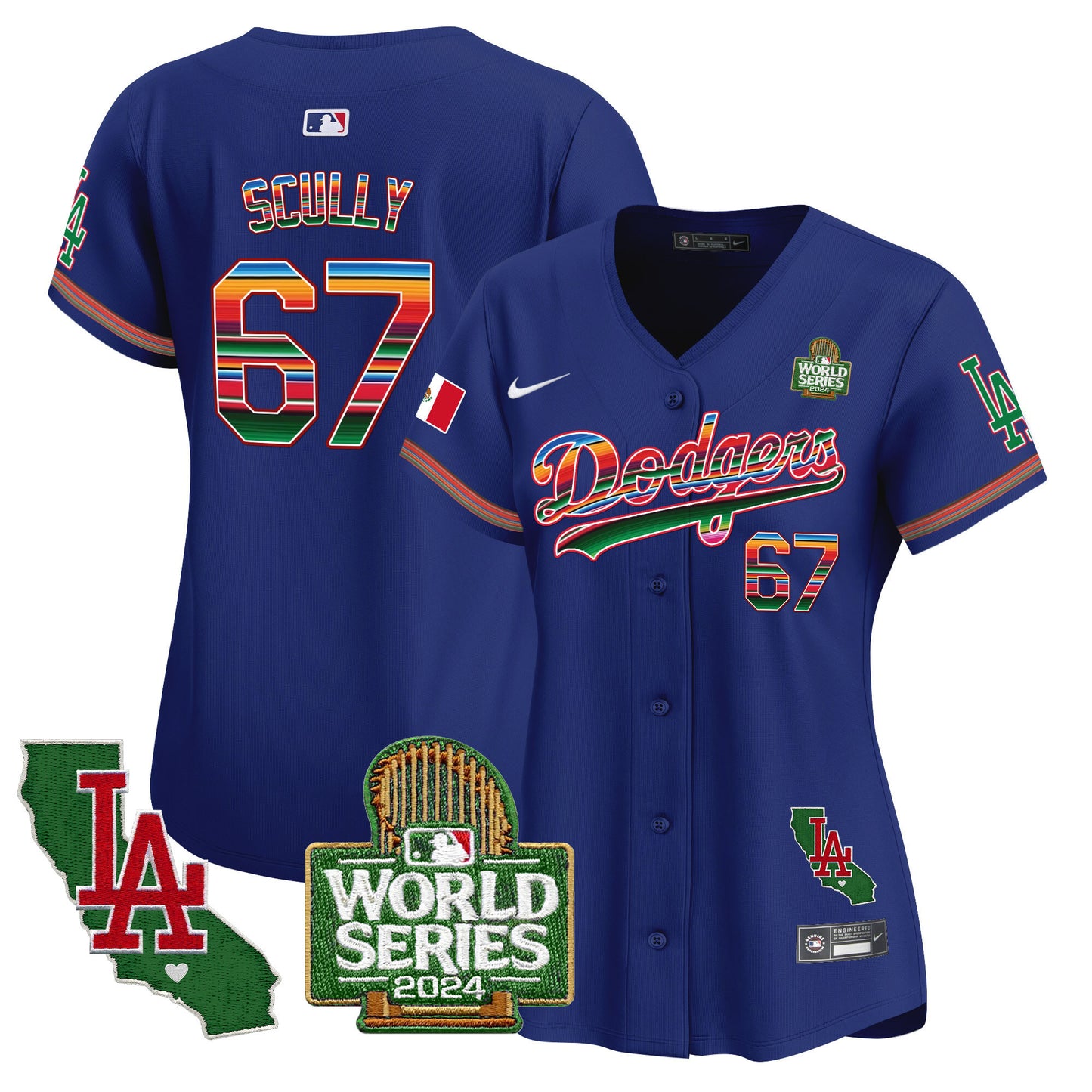 Women's Dodgers Mexico 2024 World Series Vapor Premier Limited Jersey V2 - All Stitched