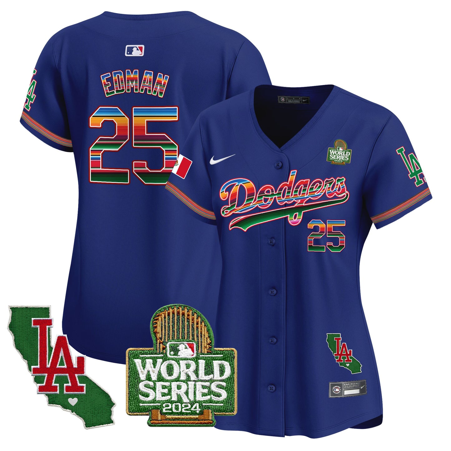 Women's Dodgers Mexico 2024 World Series Vapor Premier Limited Jersey V2 - All Stitched