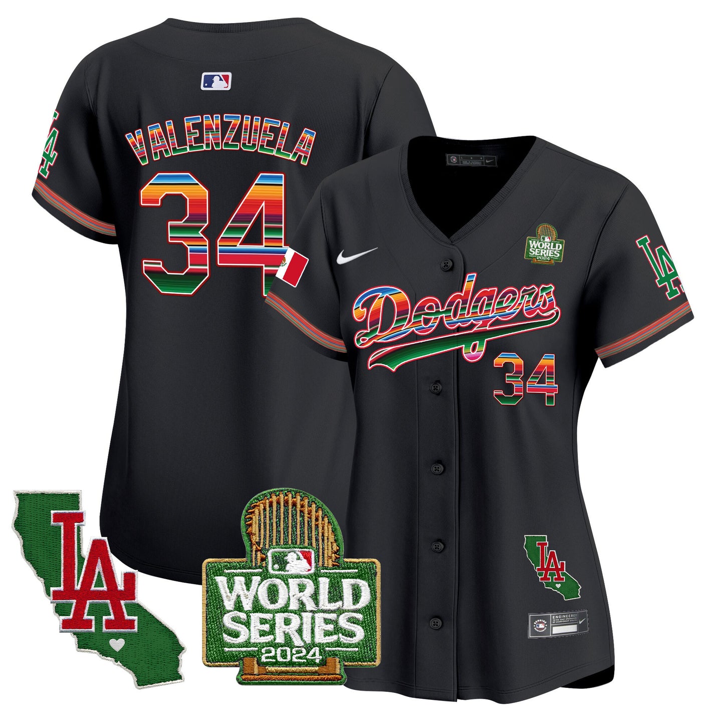 Women's Dodgers Mexico 2024 World Series Vapor Premier Limited Jersey V2 - All Stitched
