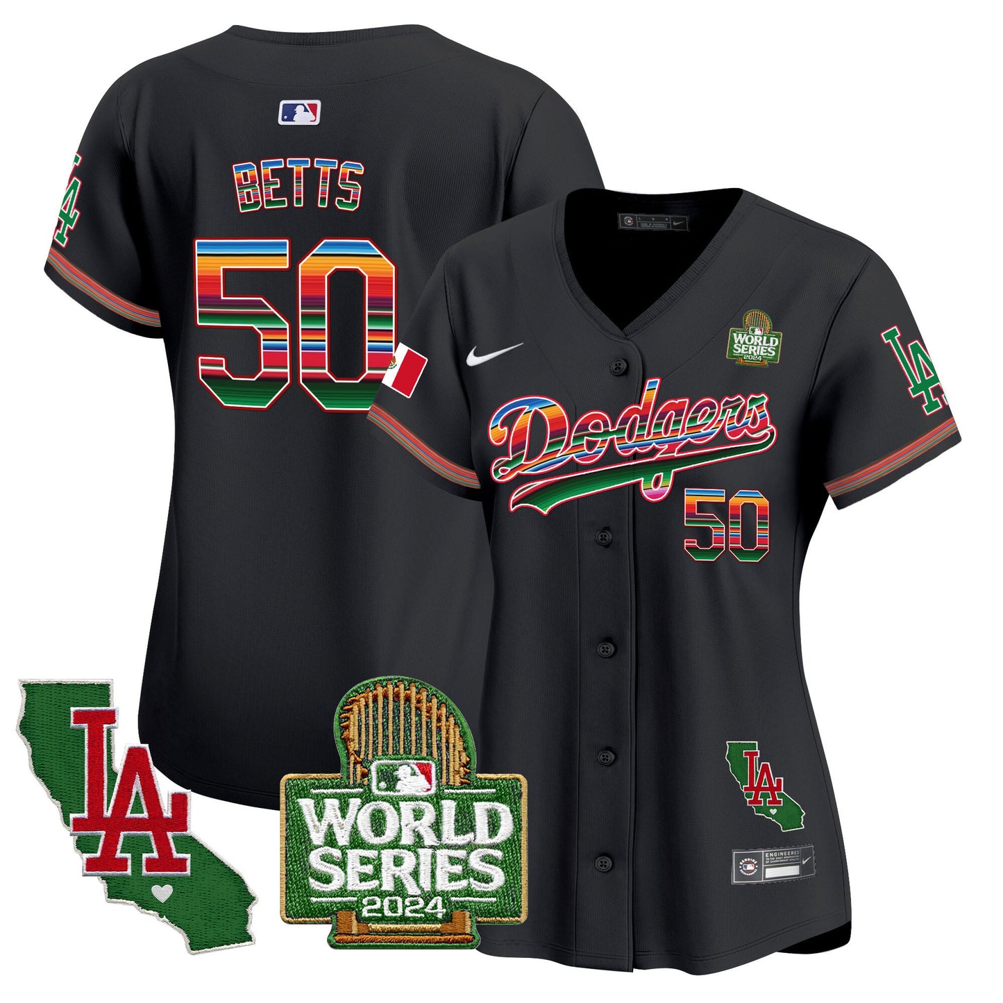 Women's Dodgers Mexico 2024 World Series Vapor Premier Limited Jersey V2 - All Stitched