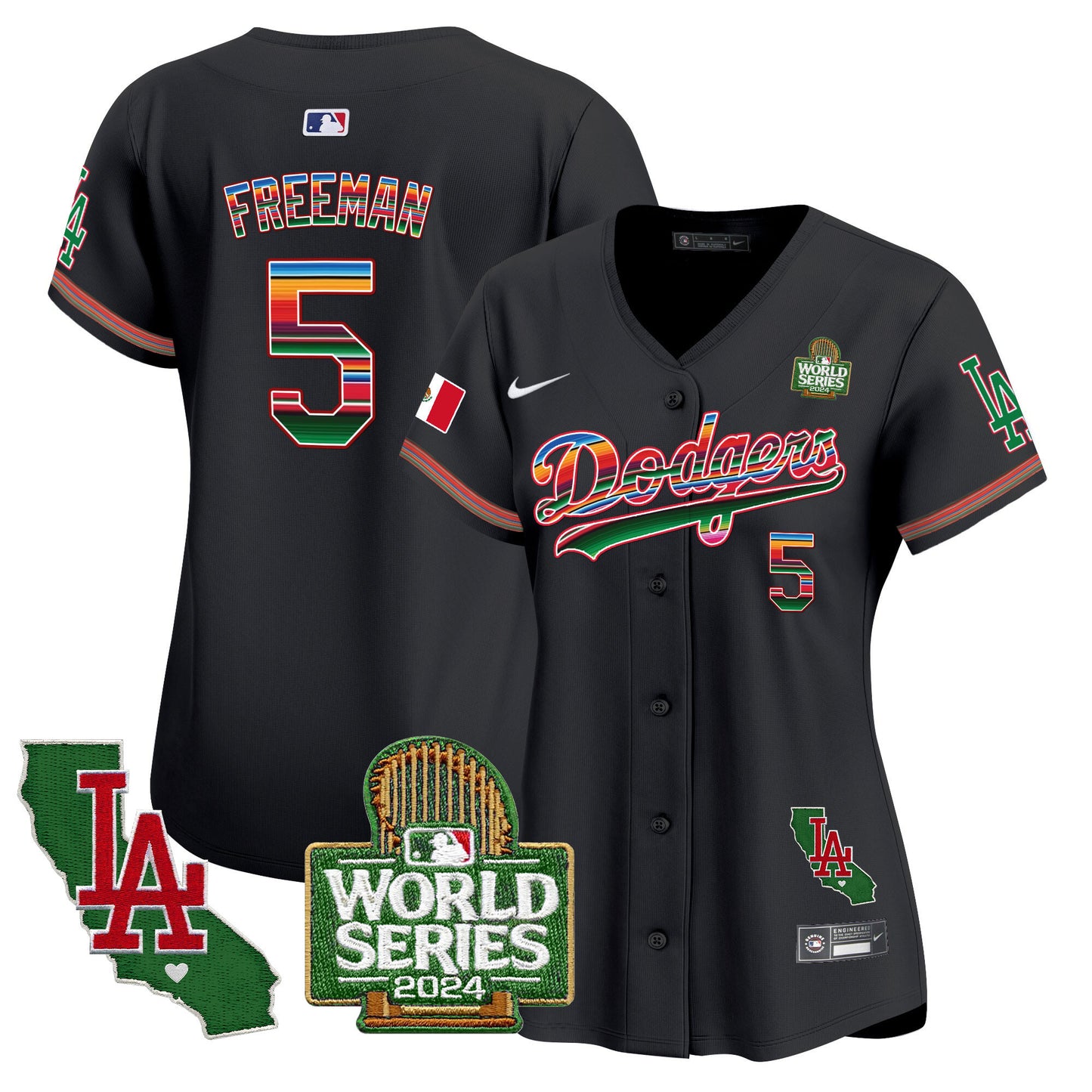 Women's Dodgers Mexico 2024 World Series Vapor Premier Limited Jersey V2 - All Stitched