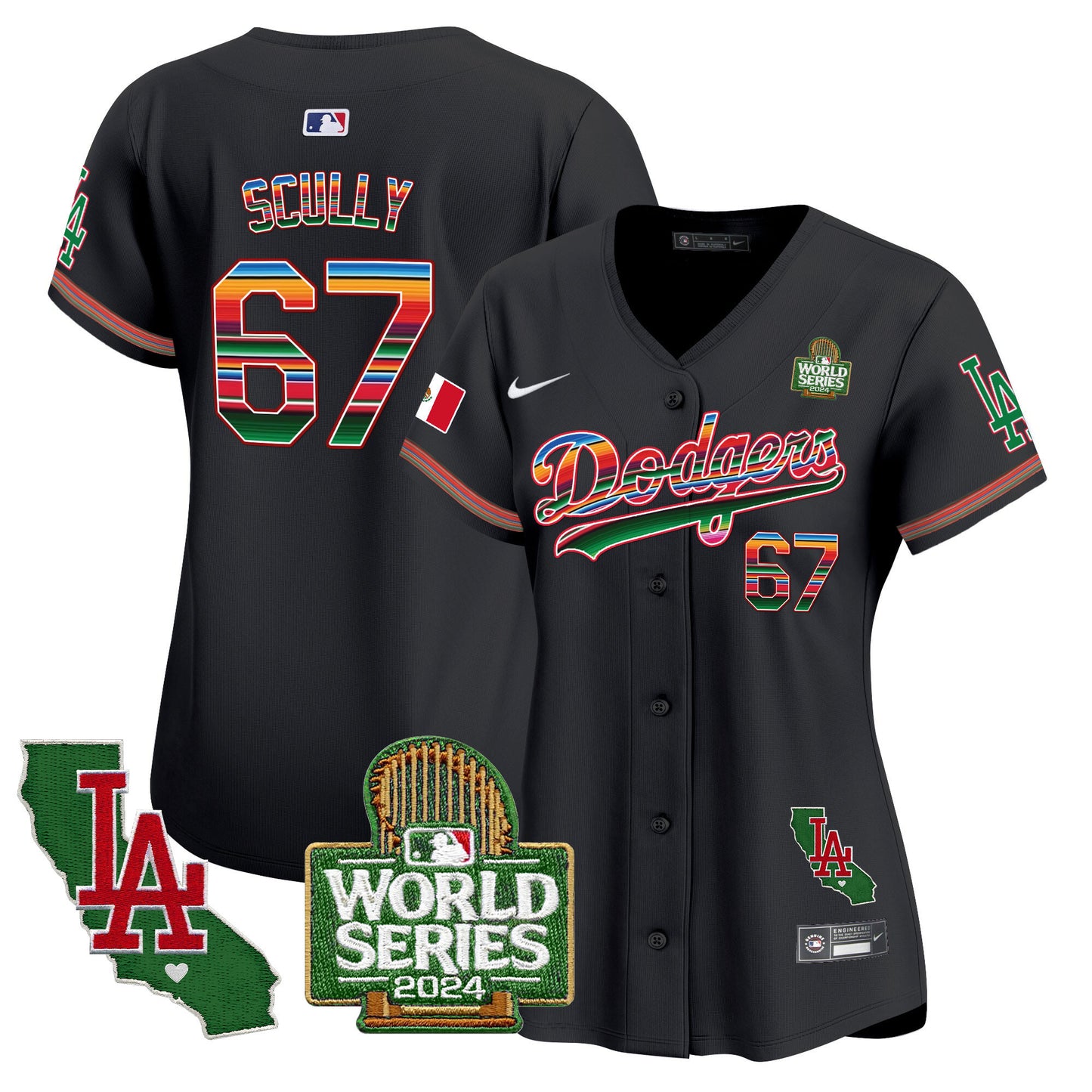 Women's Dodgers Mexico 2024 World Series Vapor Premier Limited Jersey V2 - All Stitched
