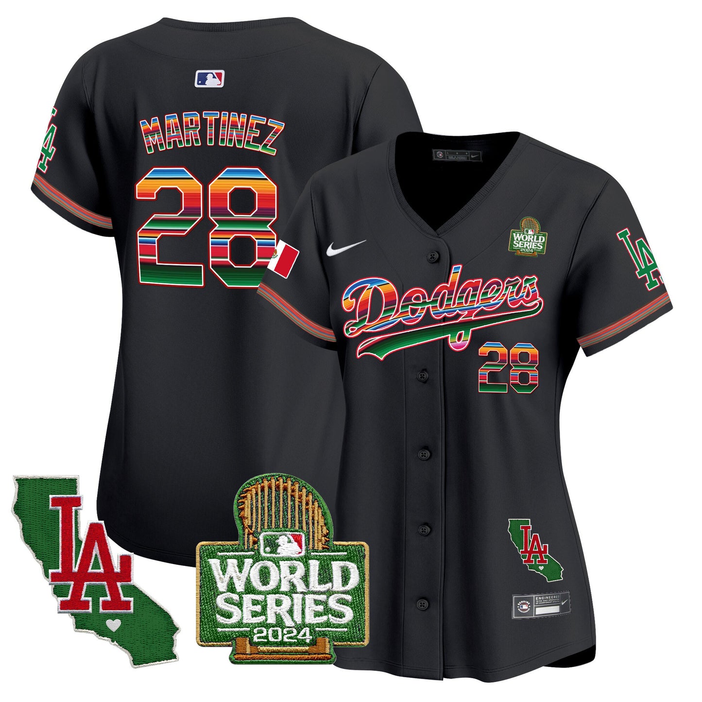 Women's Dodgers Mexico 2024 World Series Vapor Premier Limited Jersey V2 - All Stitched