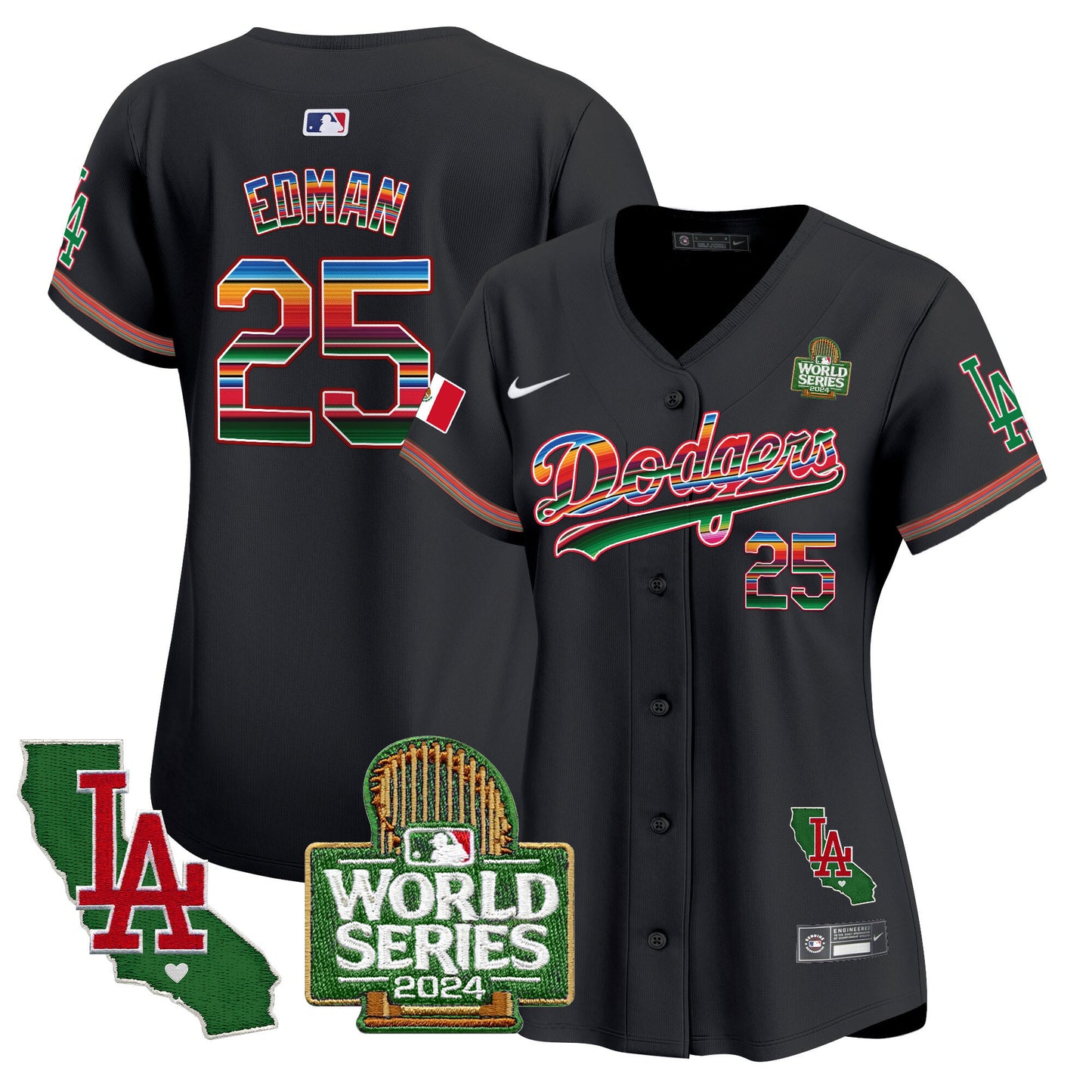 Women's Dodgers Mexico 2024 World Series Vapor Premier Limited Jersey V2 - All Stitched