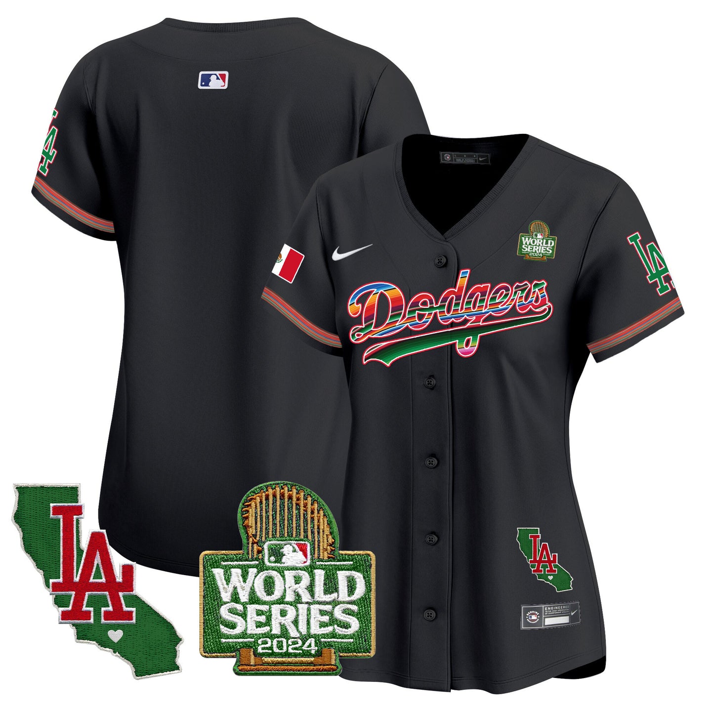 Women's Dodgers Mexico 2024 World Series Vapor Premier Limited Jersey V2 - All Stitched